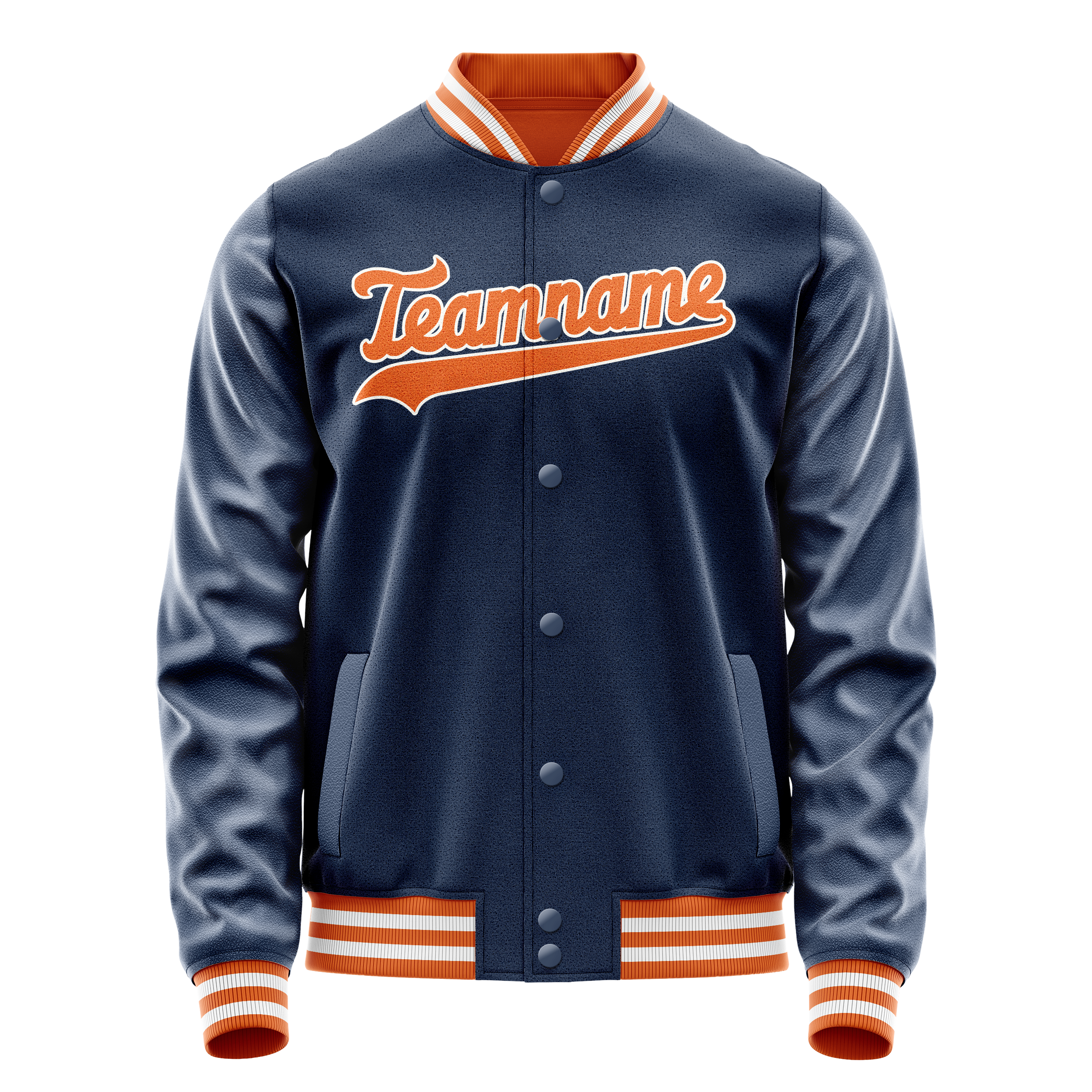 Custom Royal Orange Solid Color Varsity Letterman Jacket JA02240617XF540