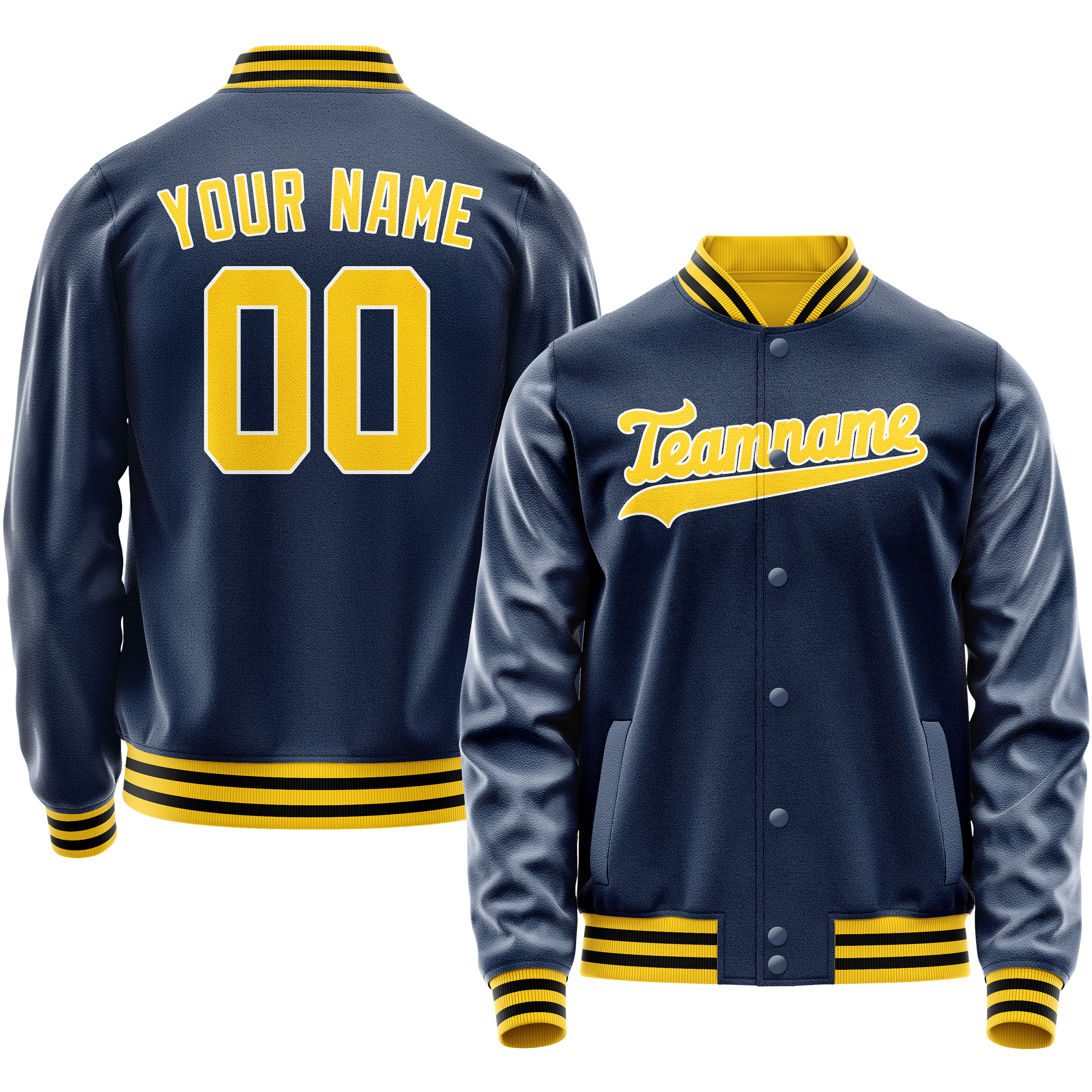 Custom Royal Gold Solid Color Varsity Letterman Jacket JA02240617XF565