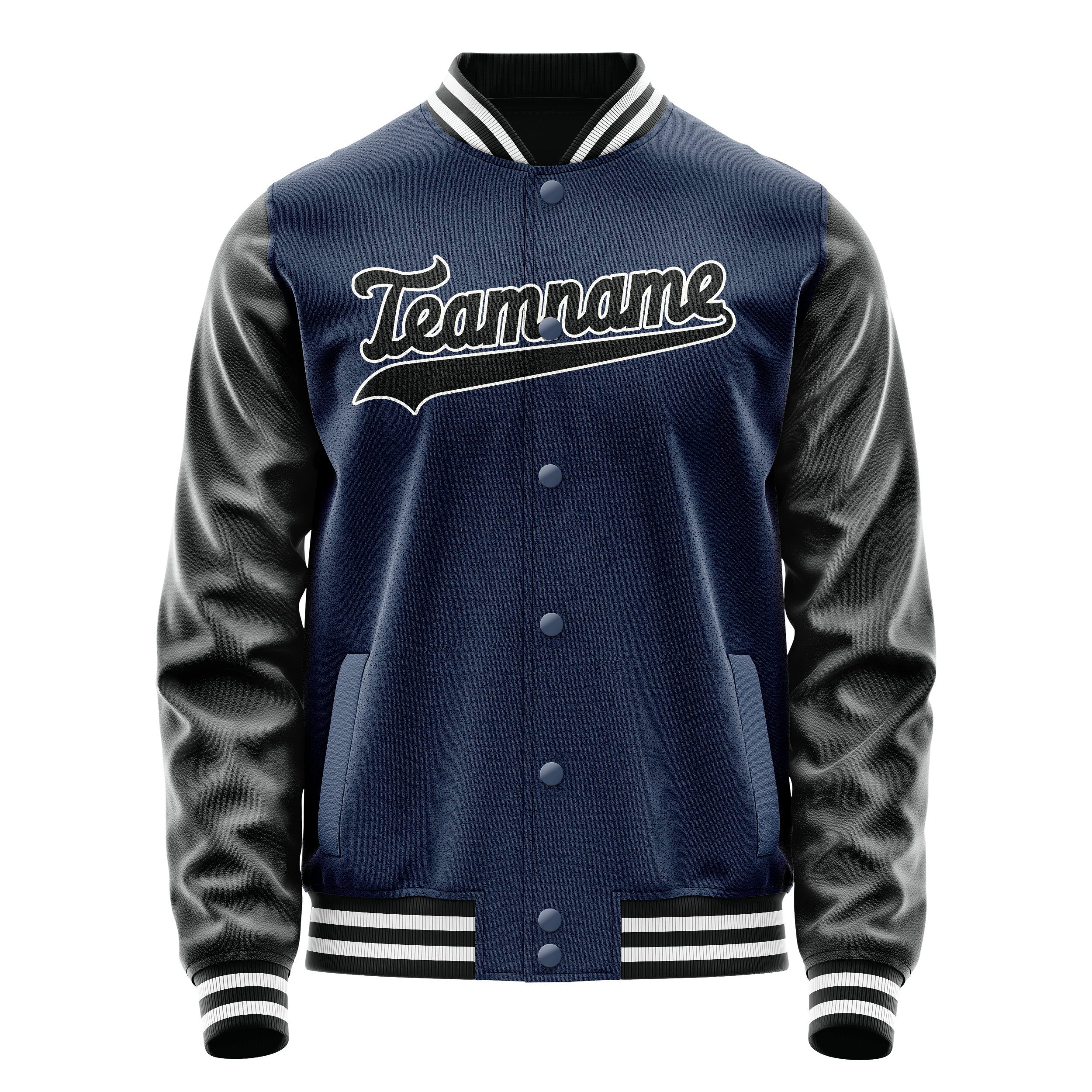 Custom Royal Black Solid Color Varsity Letterman Jacket JA02240617XF564