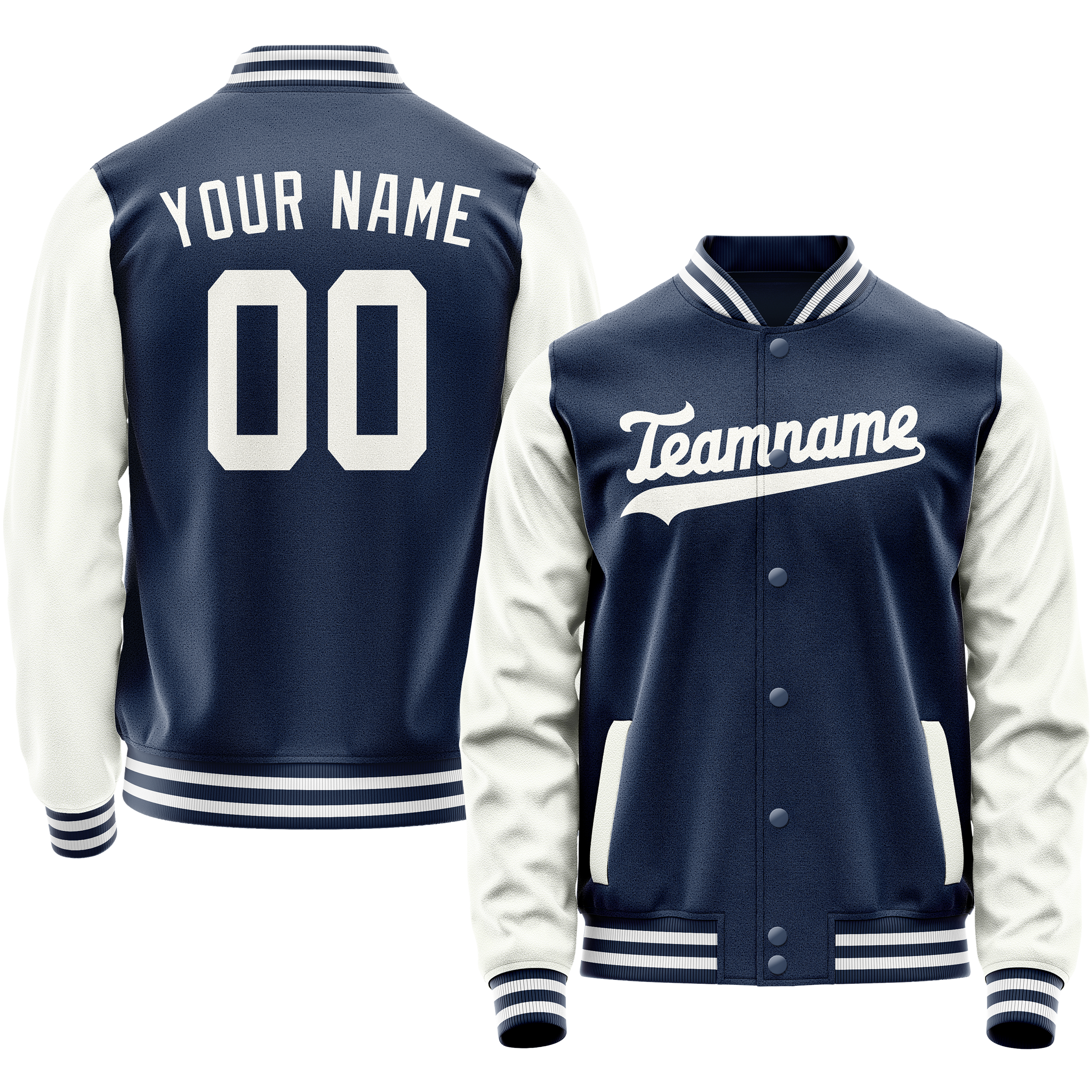 Custom Royal White Solid Color Varsity Letterman Jacket JA02240617XF547