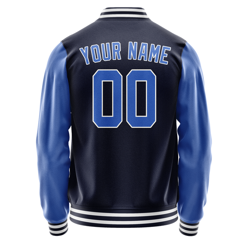 Custom Navy Royal Solid Color Varsity Letterman Jacket JA02240617KZ274