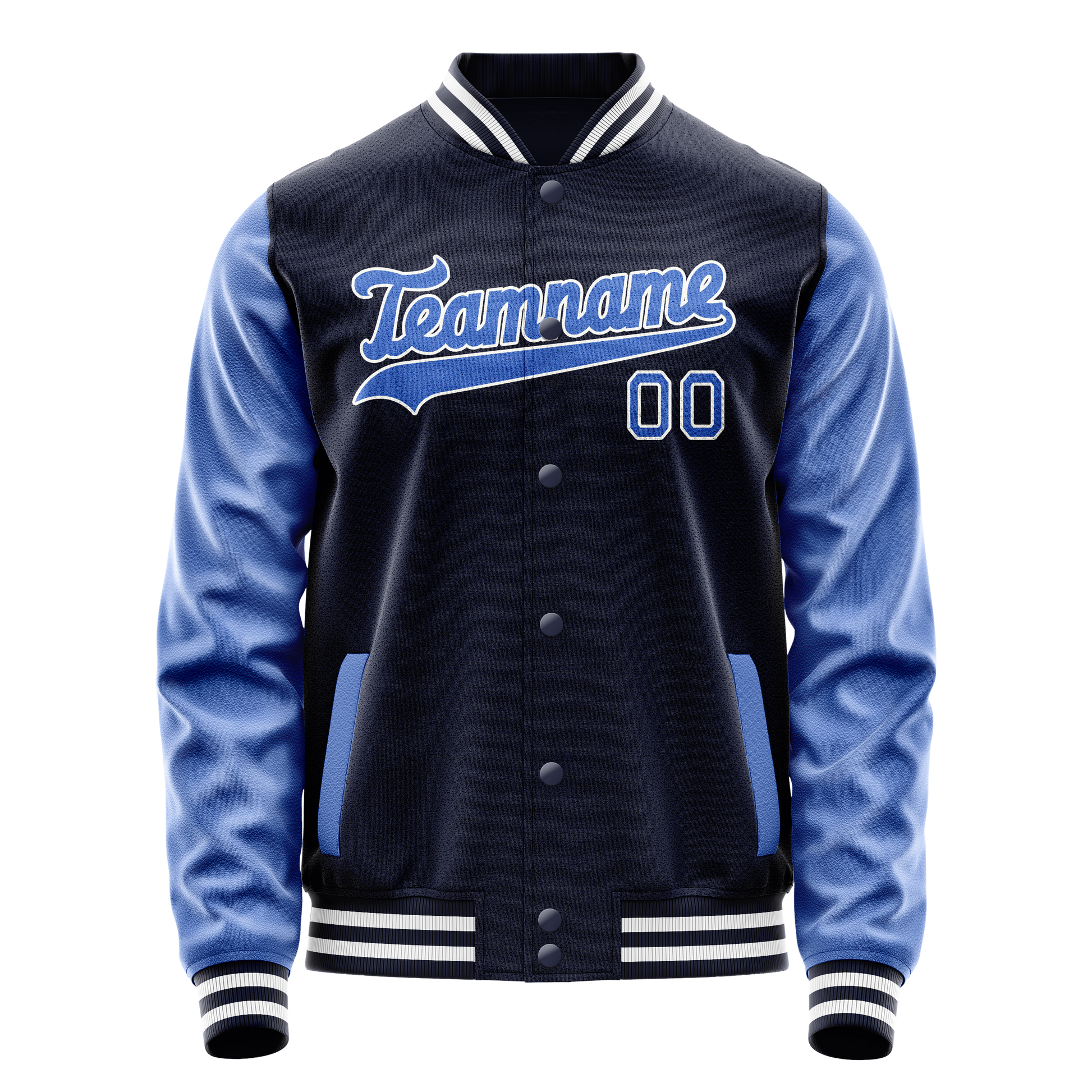 Custom Navy Royal Solid Color Varsity Letterman Jacket JA02240617KZ274