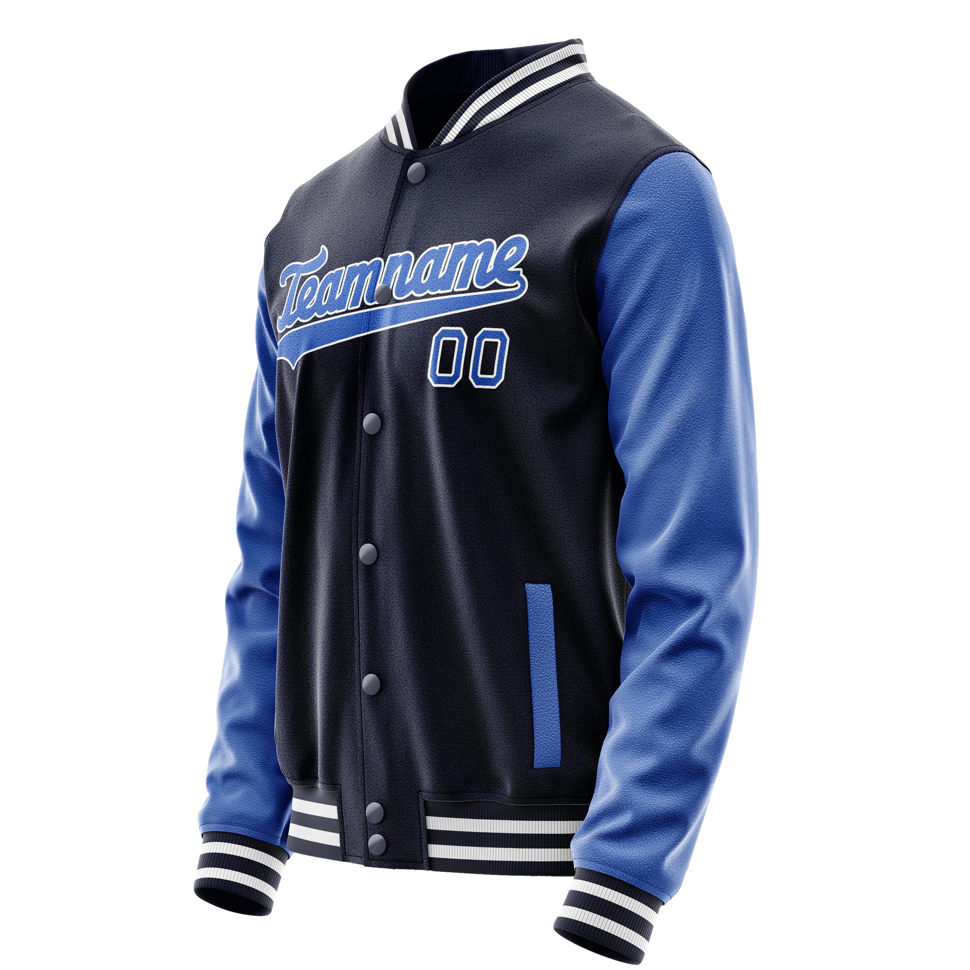 Custom Navy Royal Solid Color Varsity Letterman Jacket JA02240617KZ274