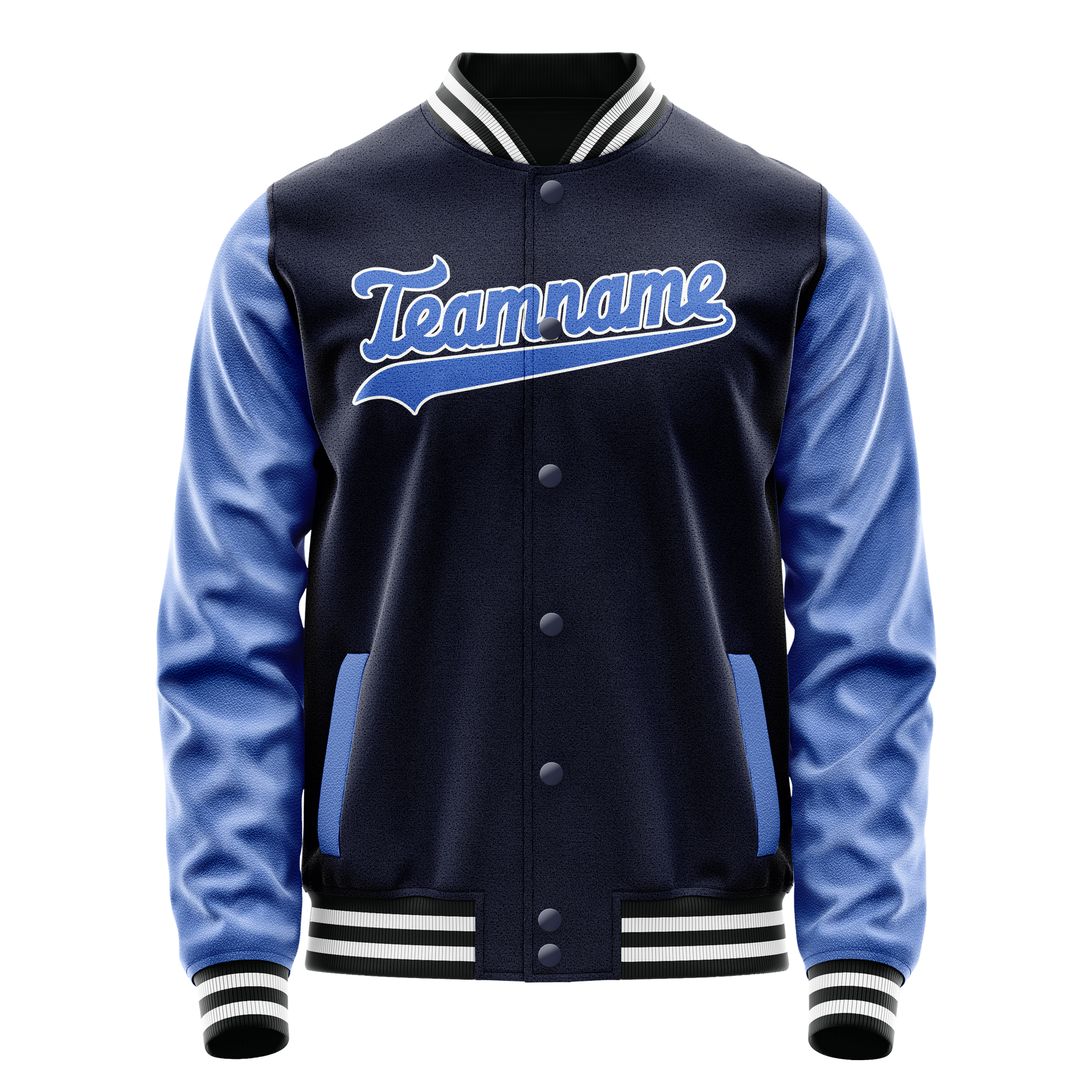 Custom Navy Royal Solid Color Varsity Letterman Jacket JA02240617KZ276