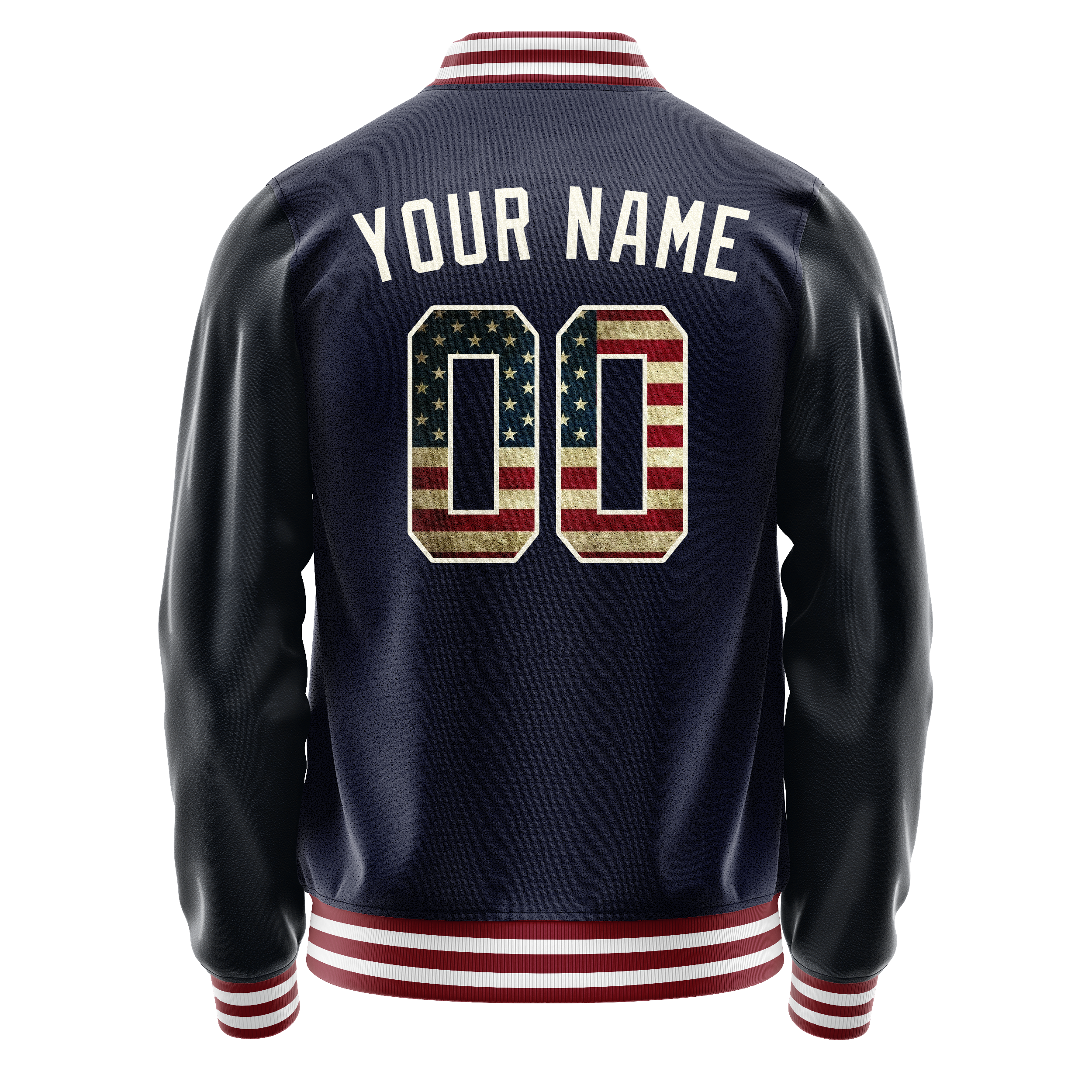 Custom Navy Cream Vintage Usa Flag Varsity Letterman Jacket JA02240617KZ278