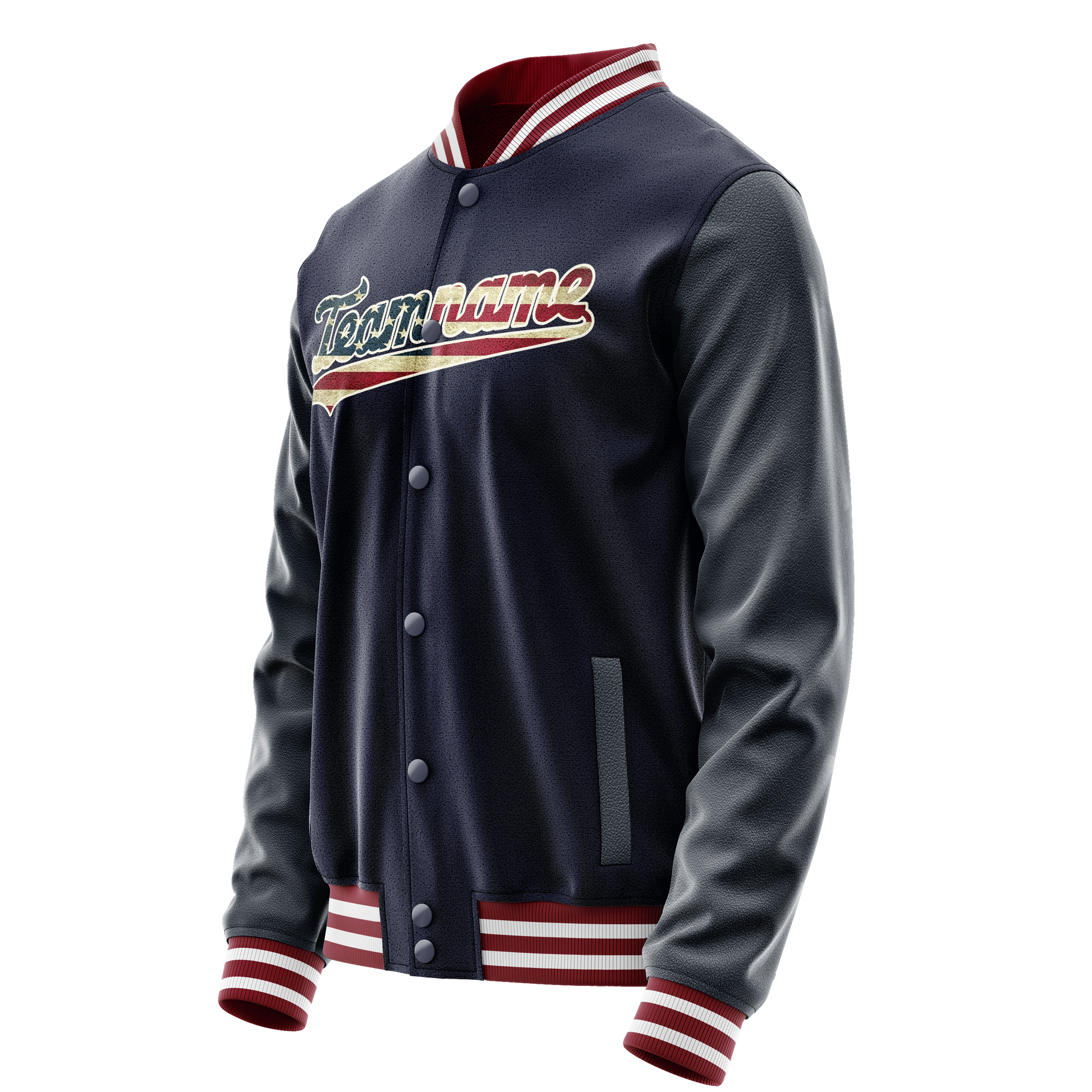 Custom Navy Cream Vintage Usa Flag Varsity Letterman Jacket JA02240617KZ278