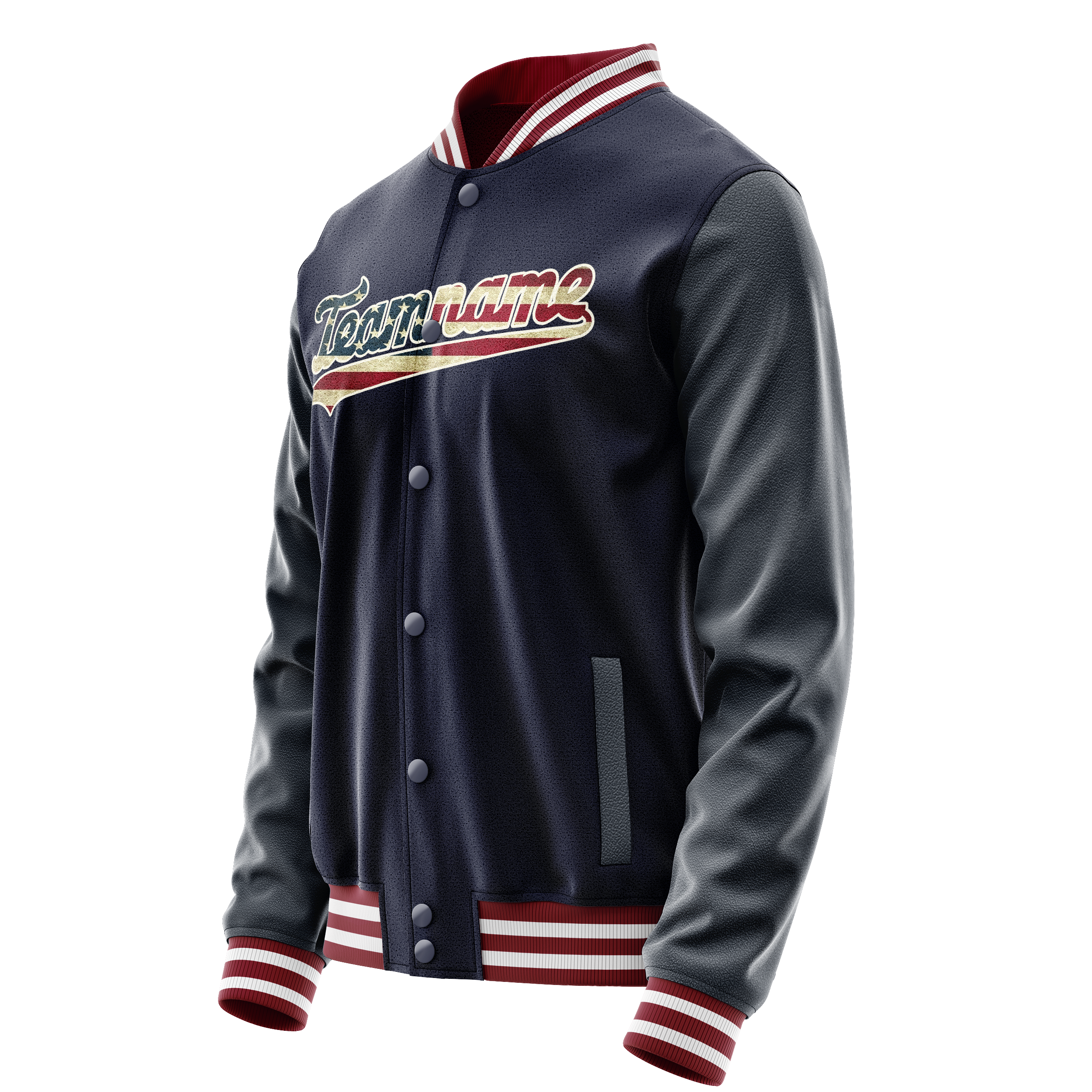 Custom Navy Cream Vintage Usa Flag Varsity Letterman Jacket JA02240617KZ278