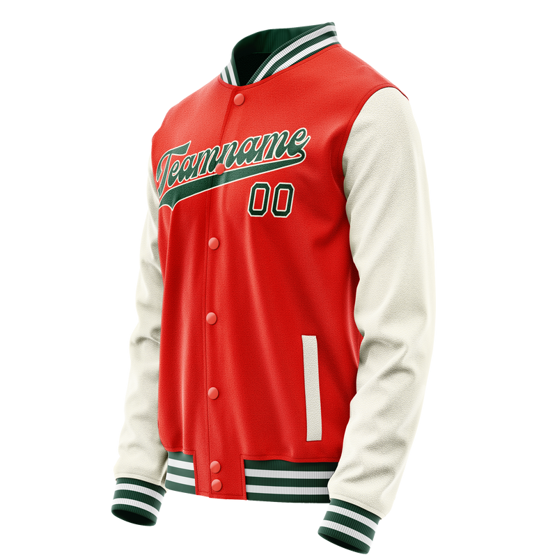 Custom Orange Cream Solid Color Varsity Letterman Jacket JA02240617XE333