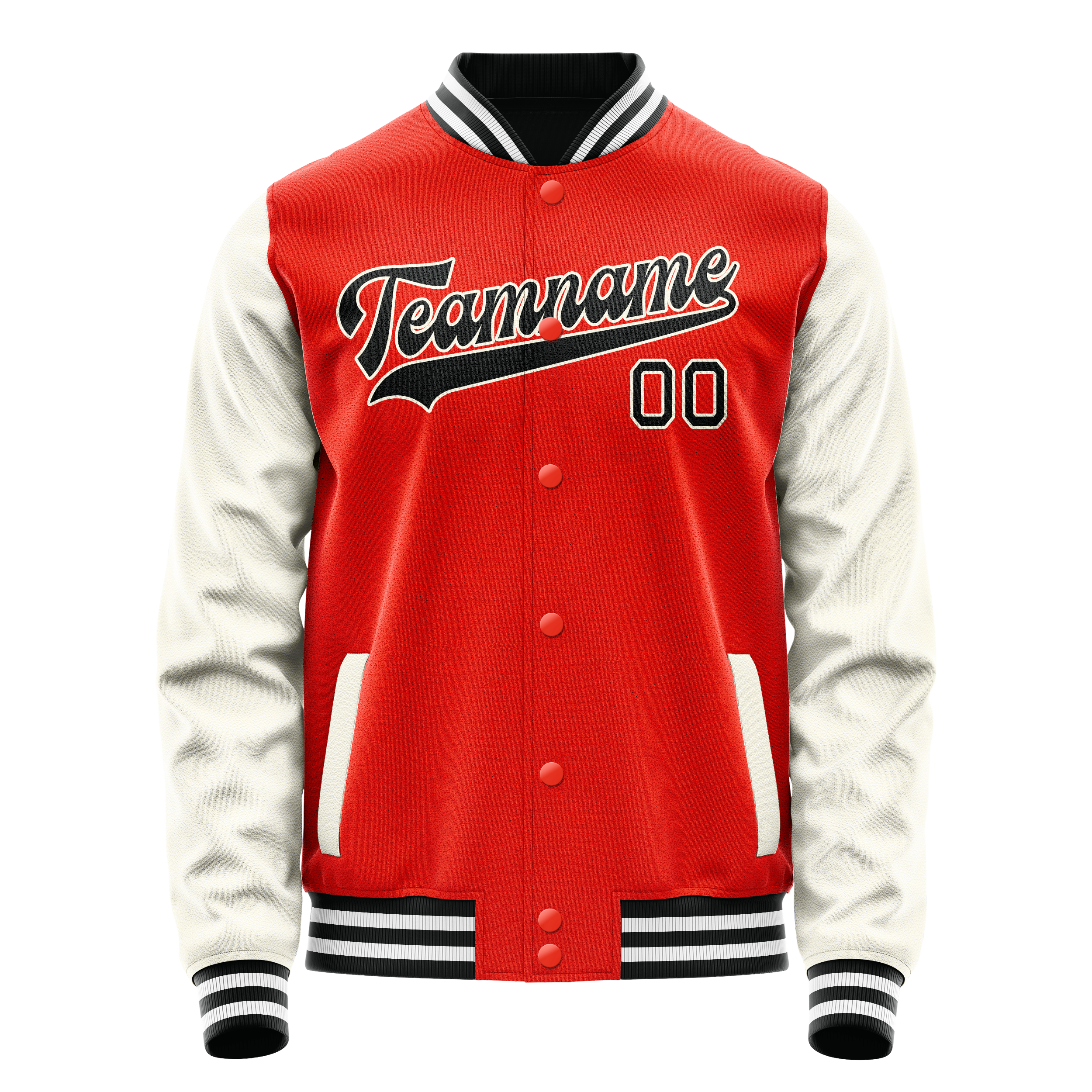 Custom Orange Cream Solid Color Varsity Letterman Jacket JA02240617XE348