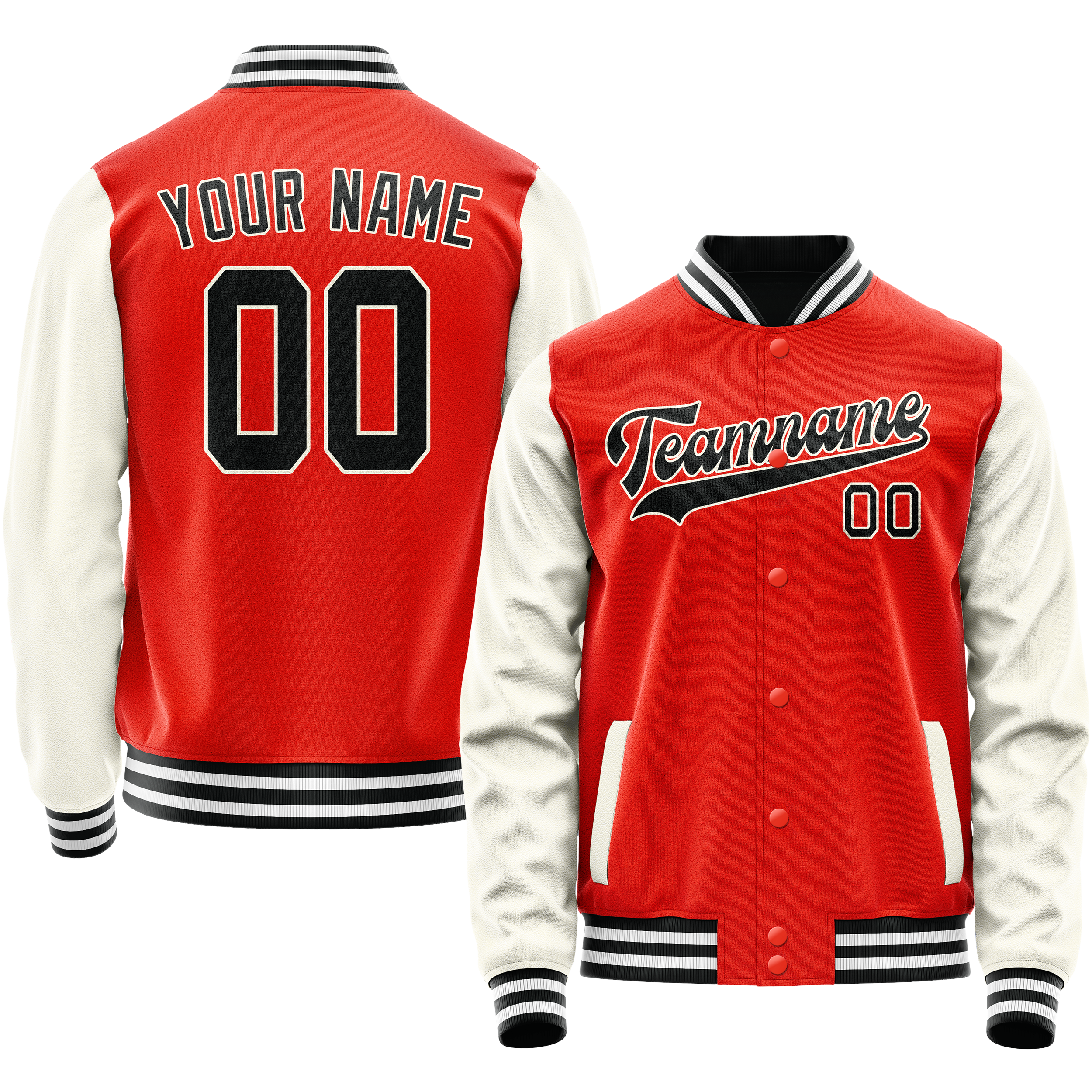 Custom Orange Cream Solid Color Varsity Letterman Jacket JA02240617XE348