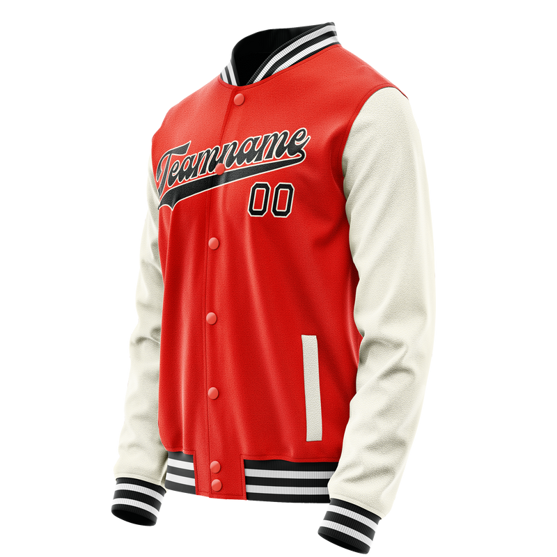 Custom Orange Cream Solid Color Varsity Letterman Jacket JA02240617XE348