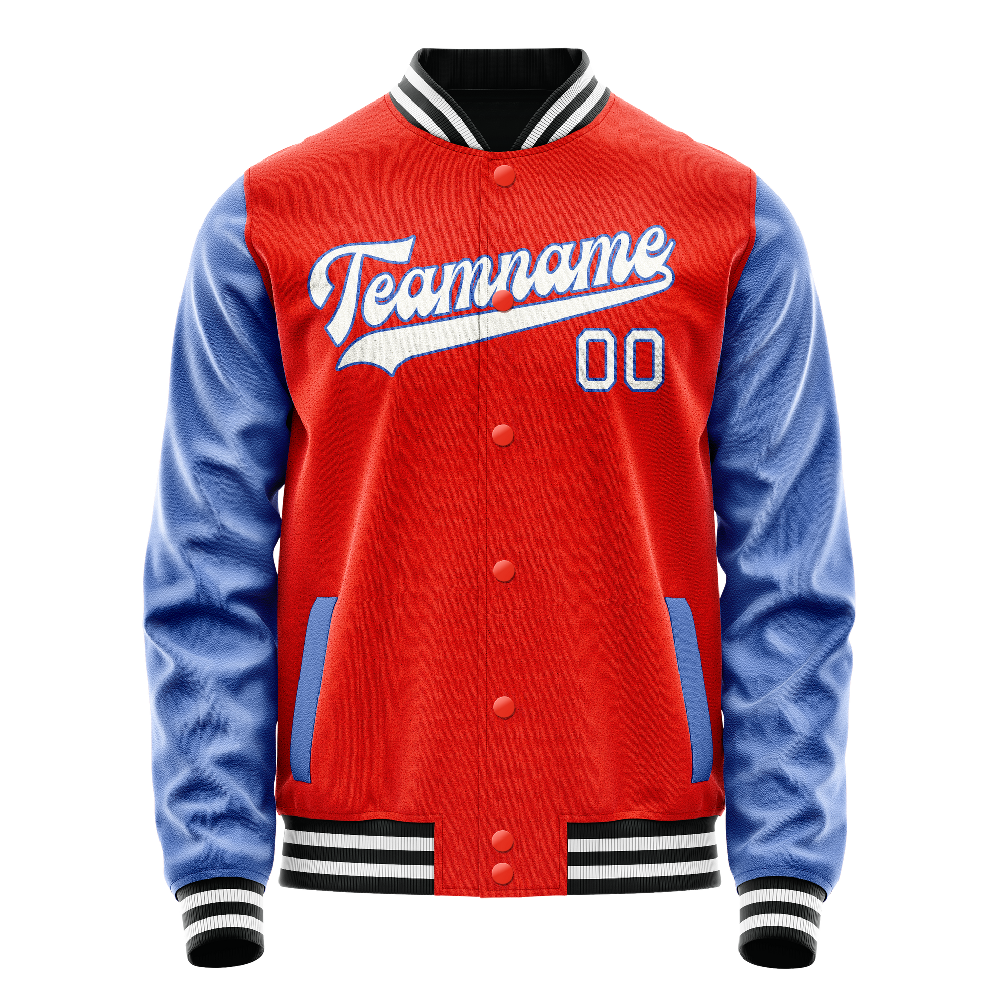 Custom Orange Royal Solid Color Varsity Letterman Jacket JA02240617XE337