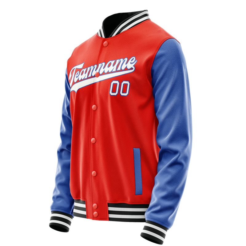 Custom Orange Royal Solid Color Varsity Letterman Jacket JA02240617XE337
