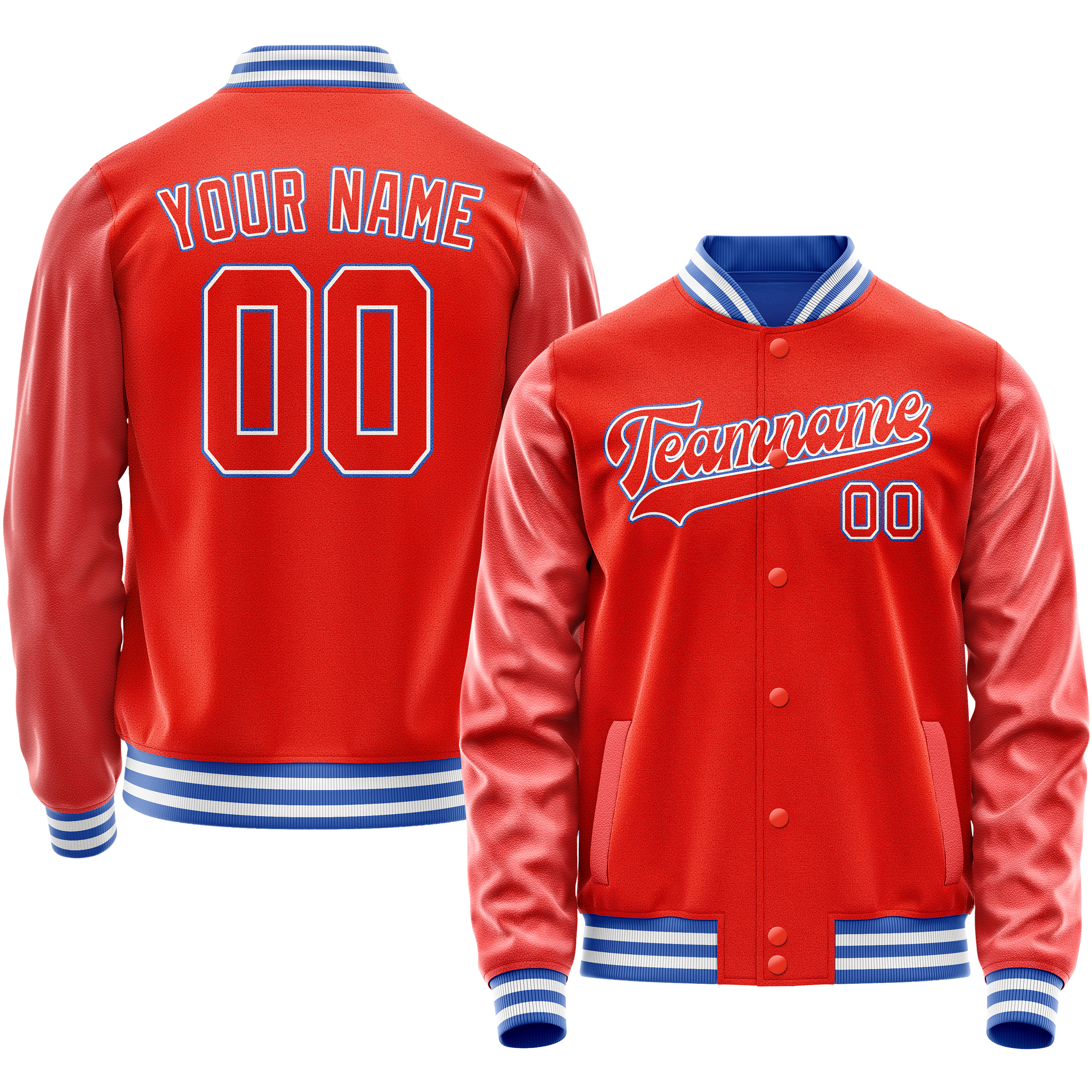 Custom Orange White Solid Color Varsity Letterman Jacket JA02240617XE335