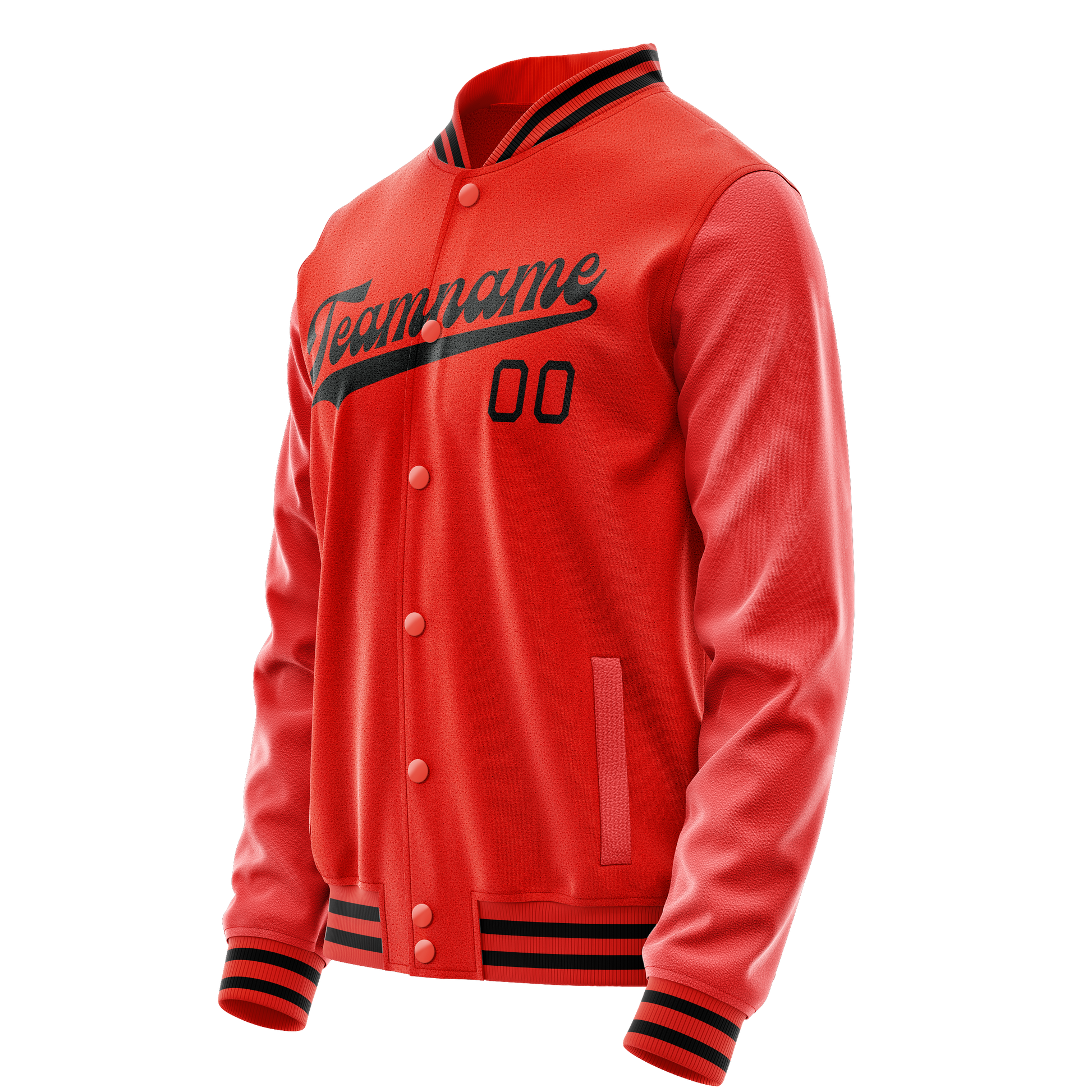 Custom Orange Black Solid Color Varsity Letterman Jacket JA02240617XE342