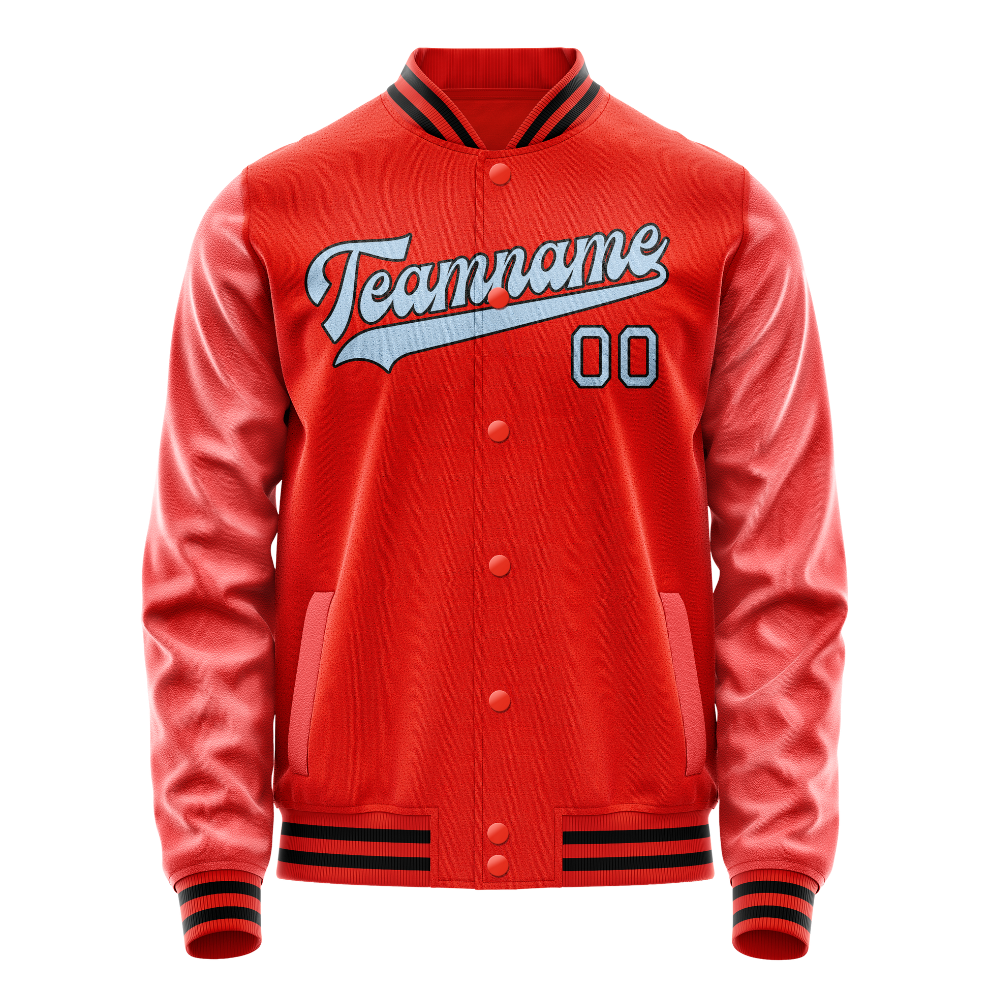 Custom Orange Light-Blue Solid Color Varsity Letterman Jacket JA02240617XE334