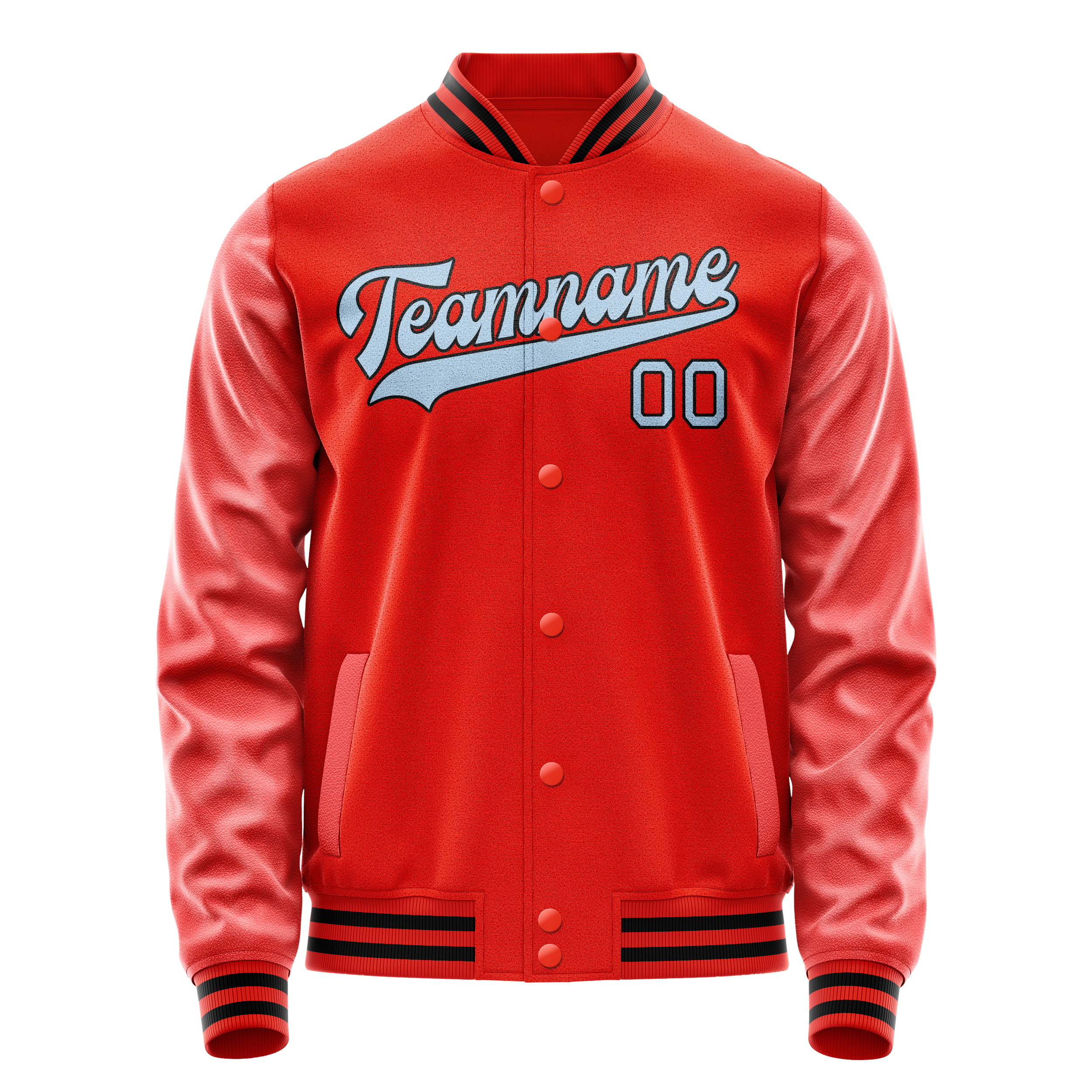 Custom Orange Light-Blue Solid Color Varsity Letterman Jacket JA02240617XE334