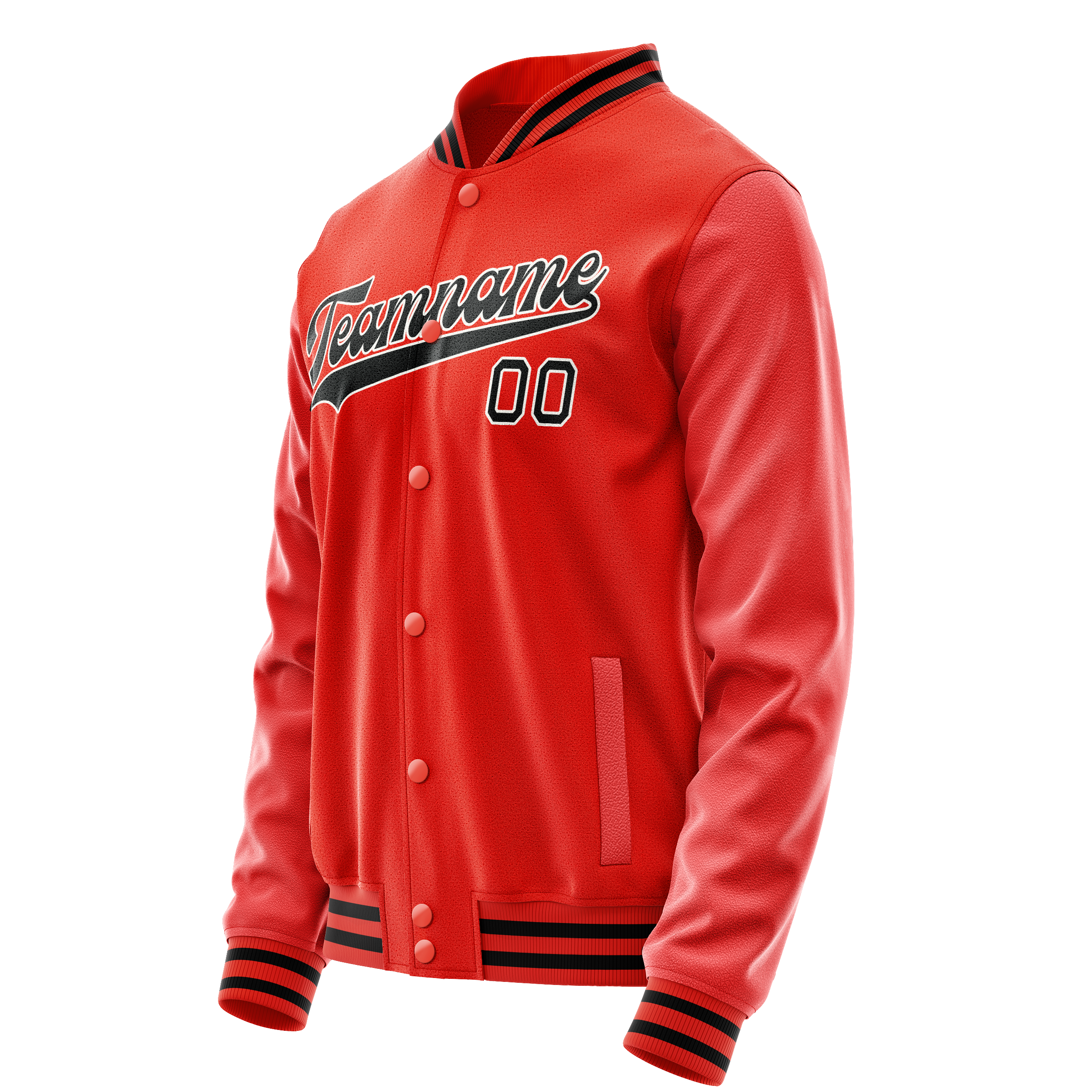 Custom Orange Black Solid Color Varsity Letterman Jacket JA02240617XE350