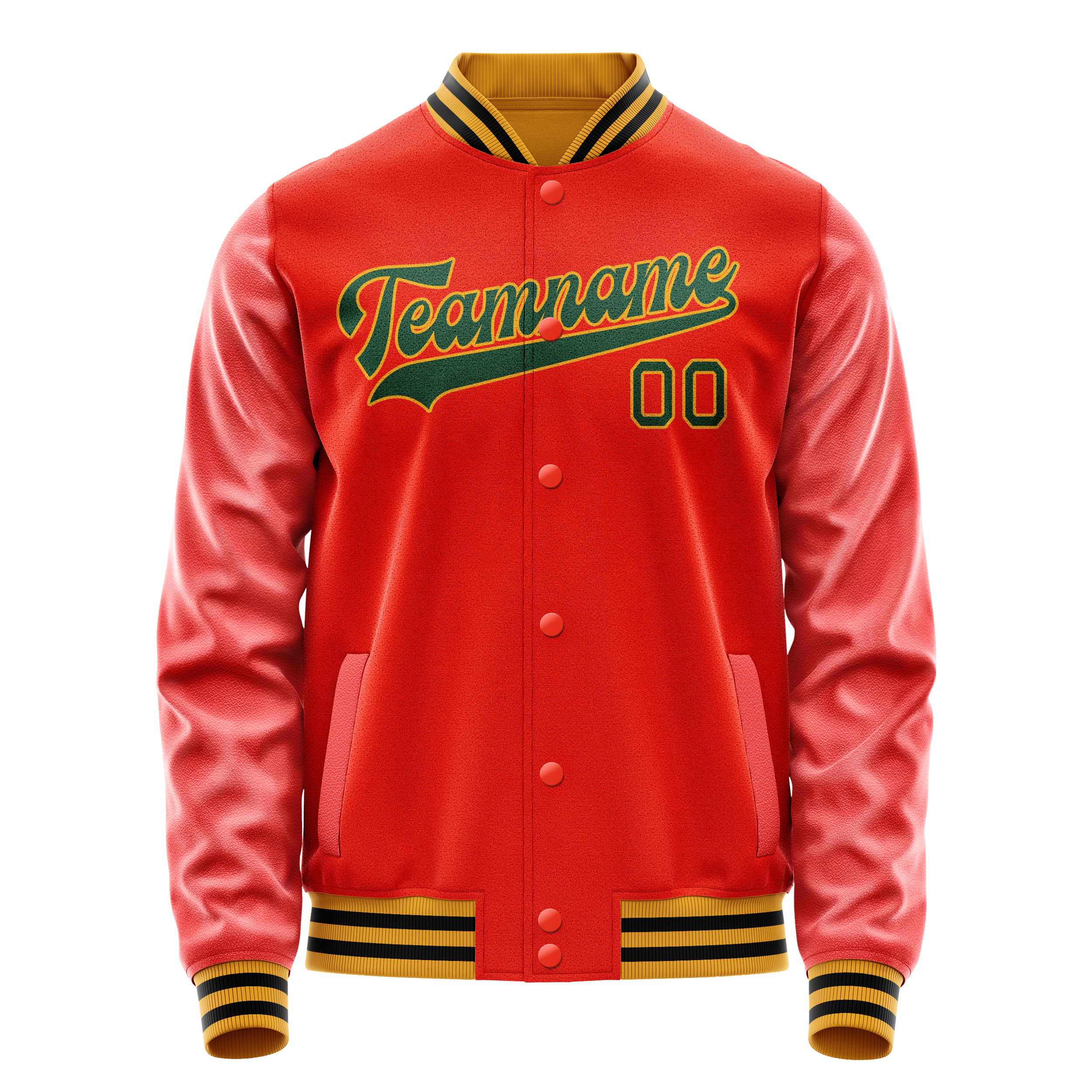 Custom Orange Black Solid Color Varsity Letterman Jacket JA02240617XE347