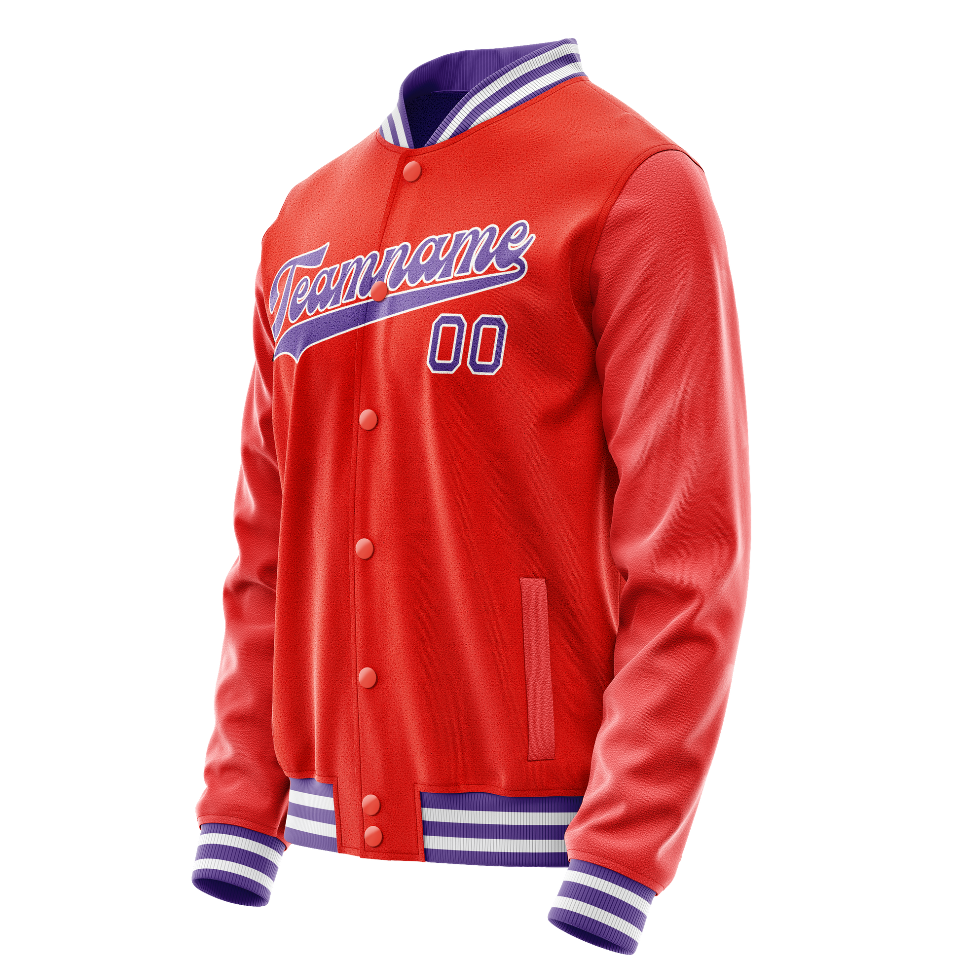 Custom Orange Purple Solid Color Varsity Letterman Jacket JA02240617XE336