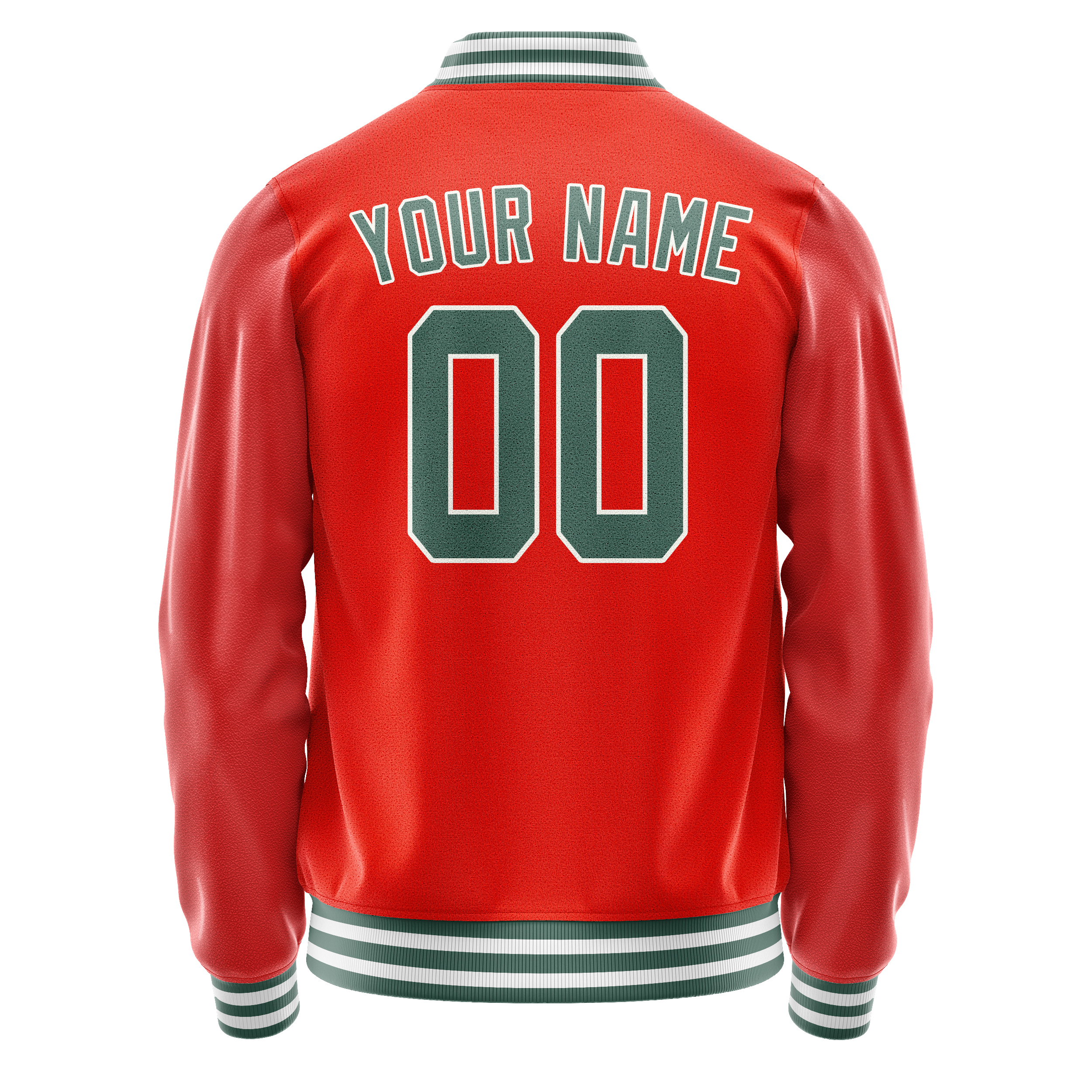 Custom Orange Teal Solid Color Varsity Letterman Jacket JA02240617XE331