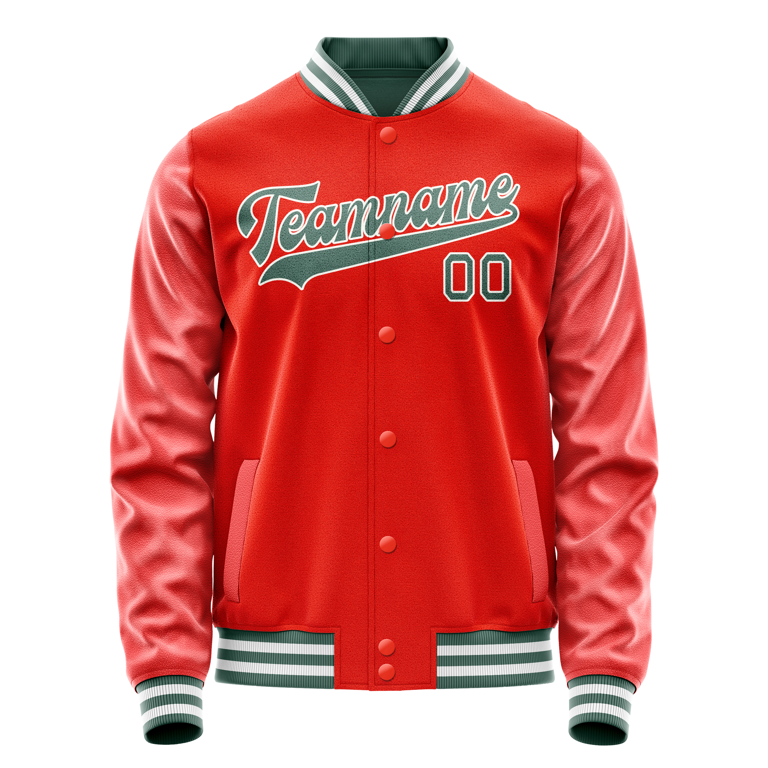 Custom Orange Teal Solid Color Varsity Letterman Jacket JA02240617XE331