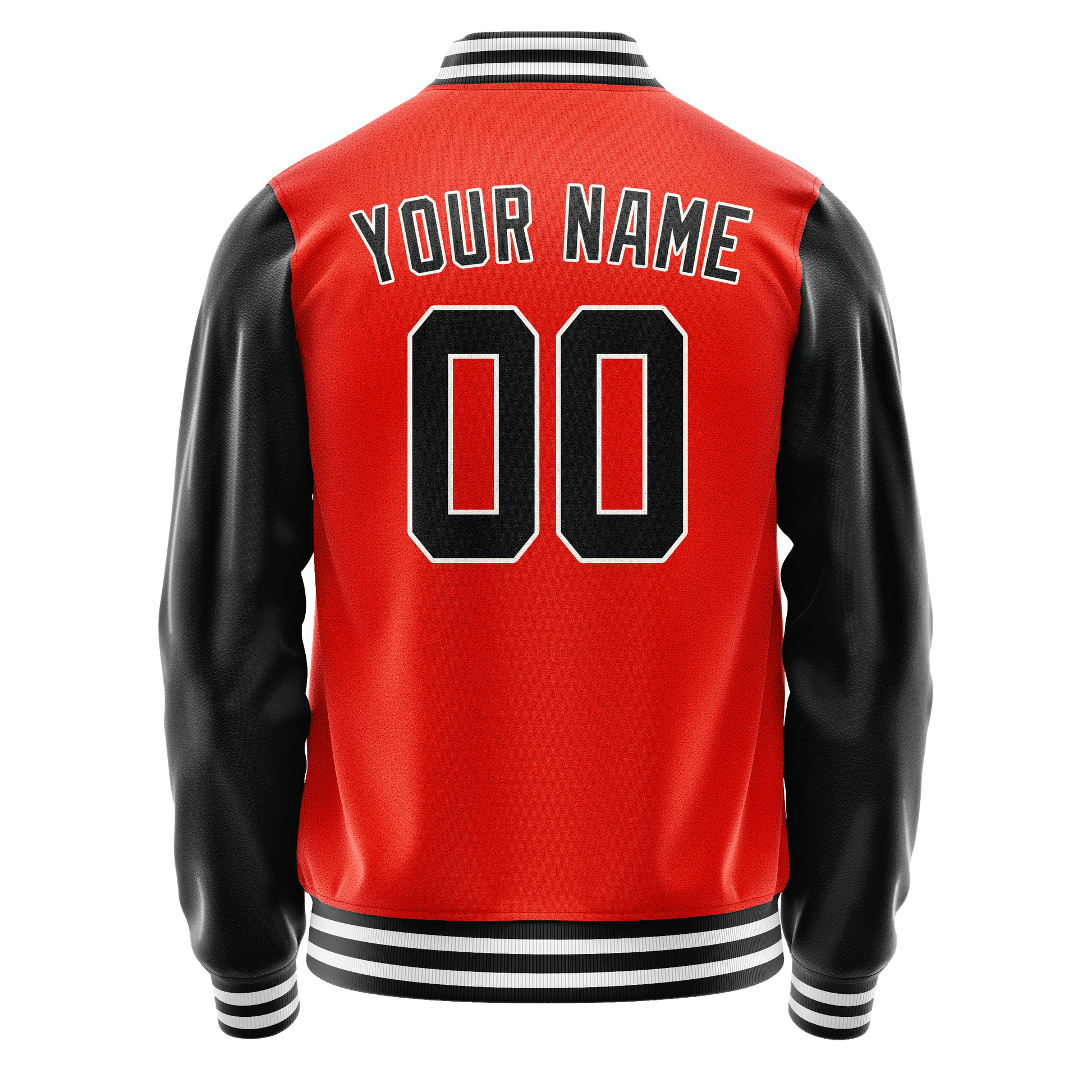 Custom Orange Black Solid Color Varsity Letterman Jacket JA02240617XE351