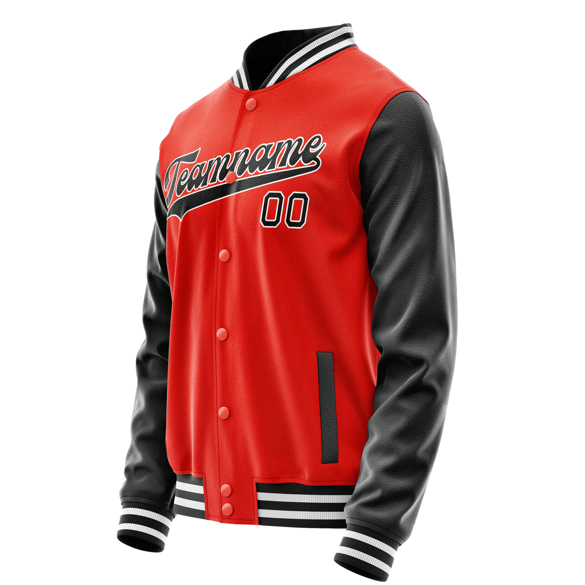 Custom Orange Black Solid Color Varsity Letterman Jacket JA02240617XE351