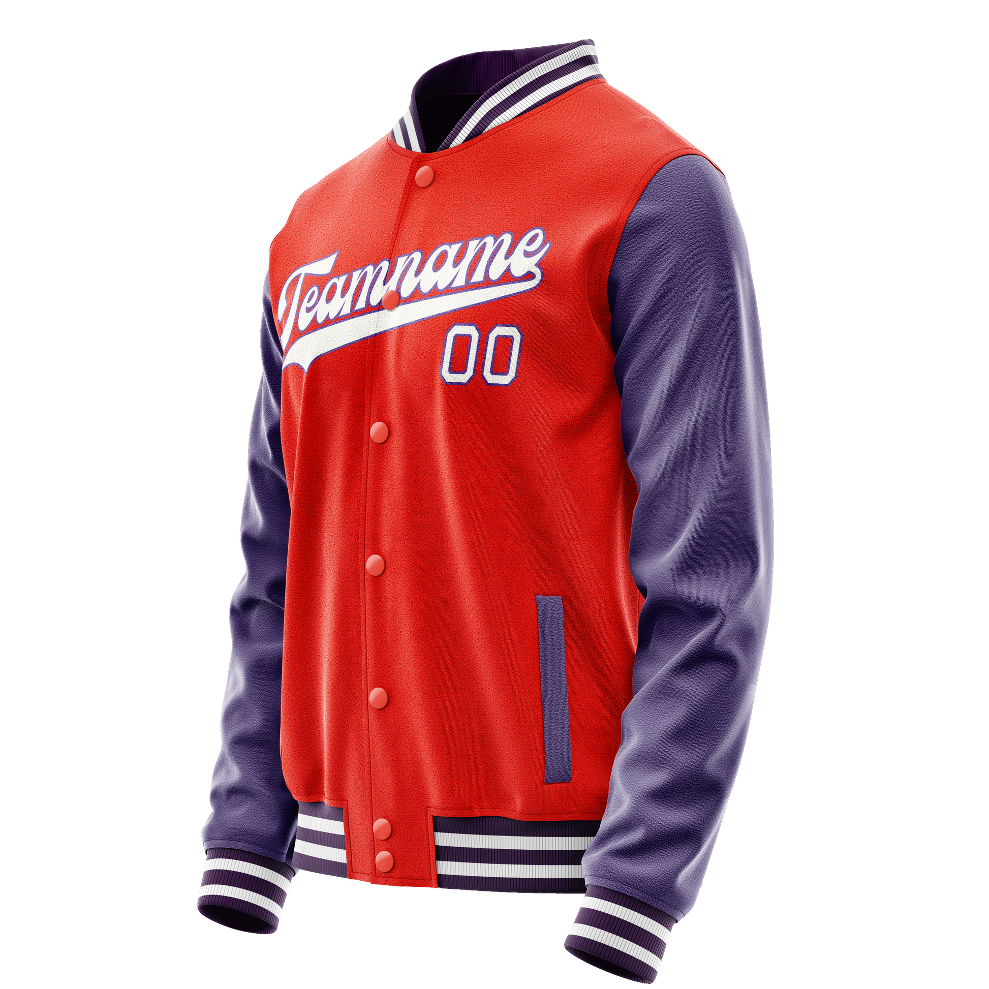 Custom Orange Purple Solid Color Varsity Letterman Jacket JA02240617XE329