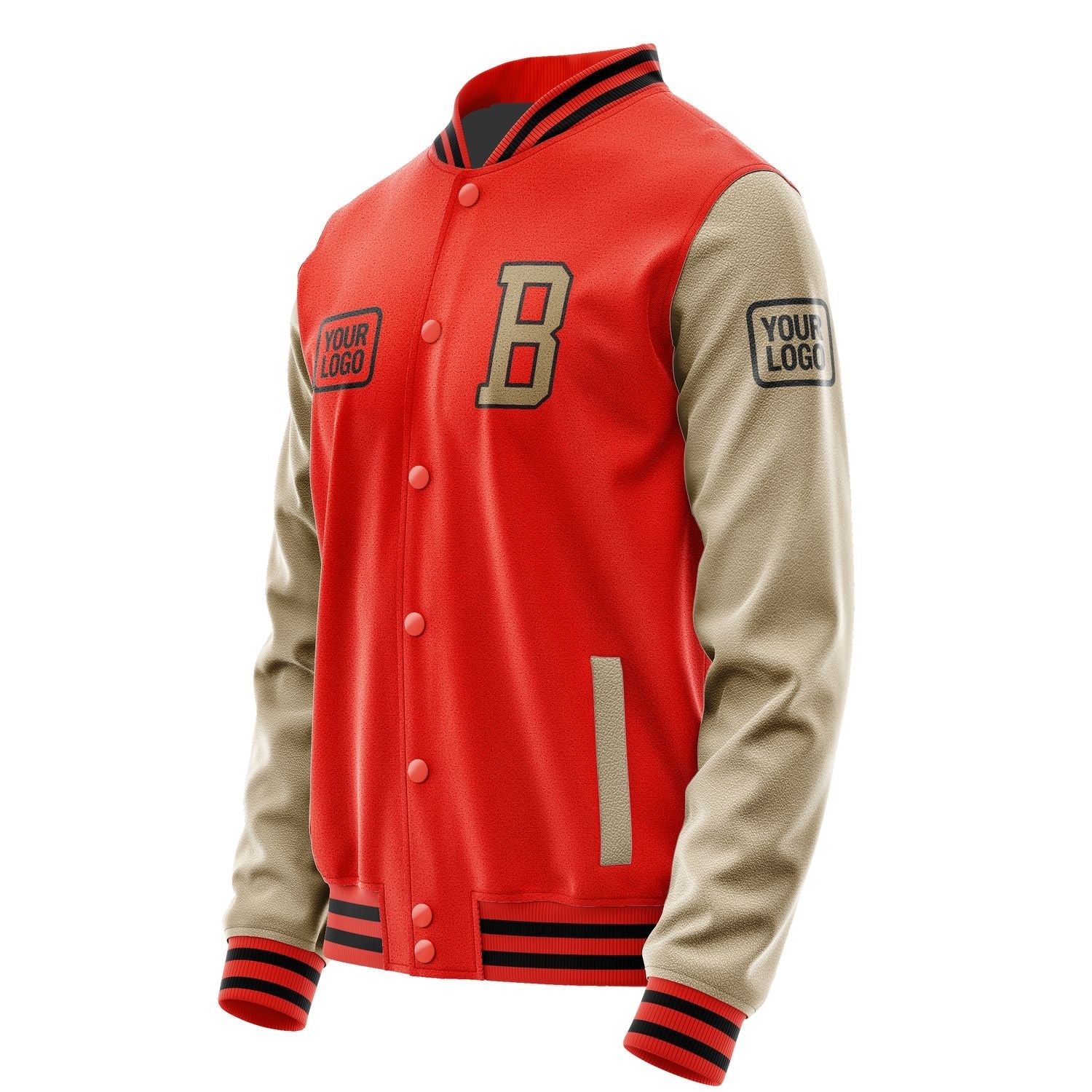 Custom Orange Red Light Khaki Jacket JA121225121717252517