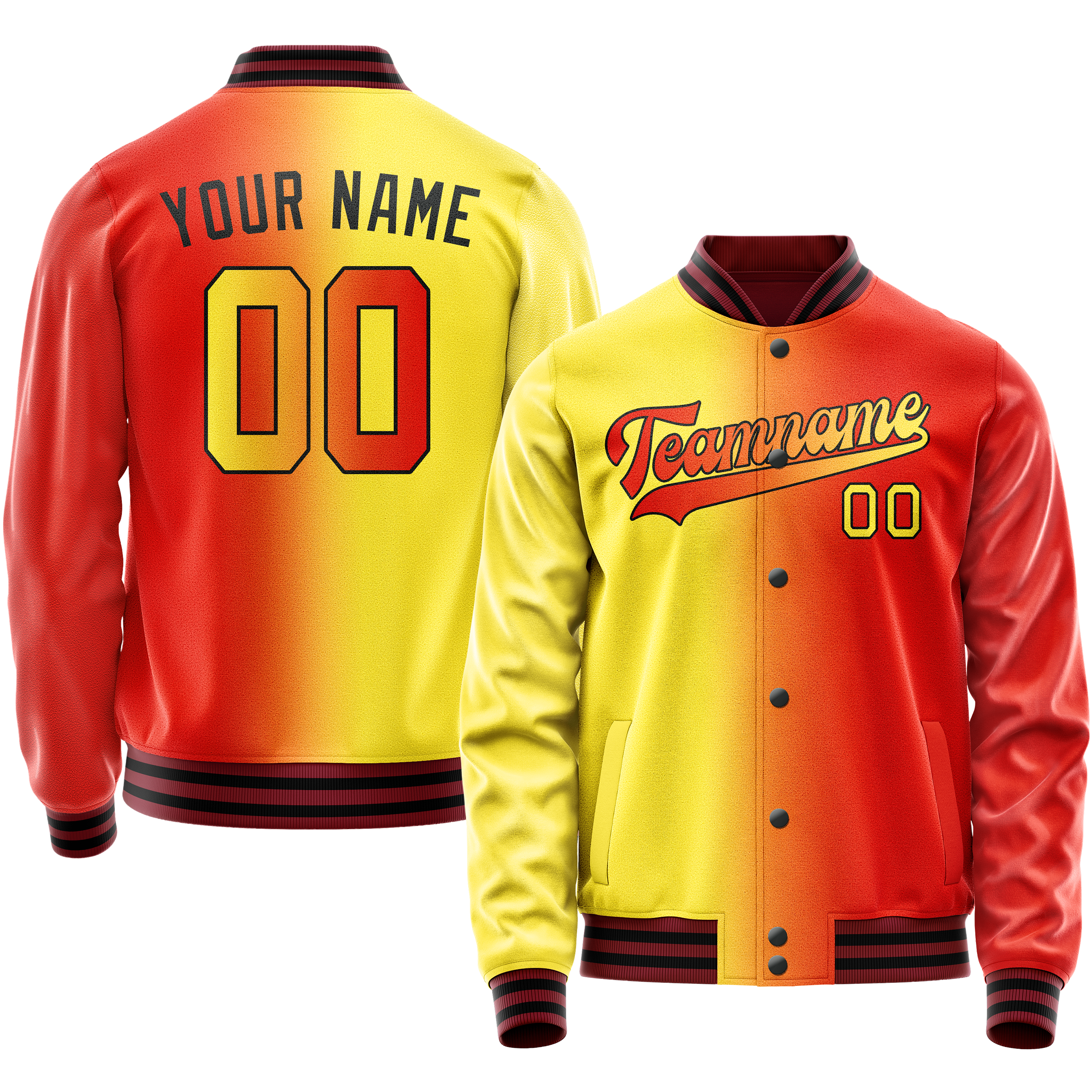 Custom Orange Yellow Gradient Varsity Letterman Jacket JA02240617XE332