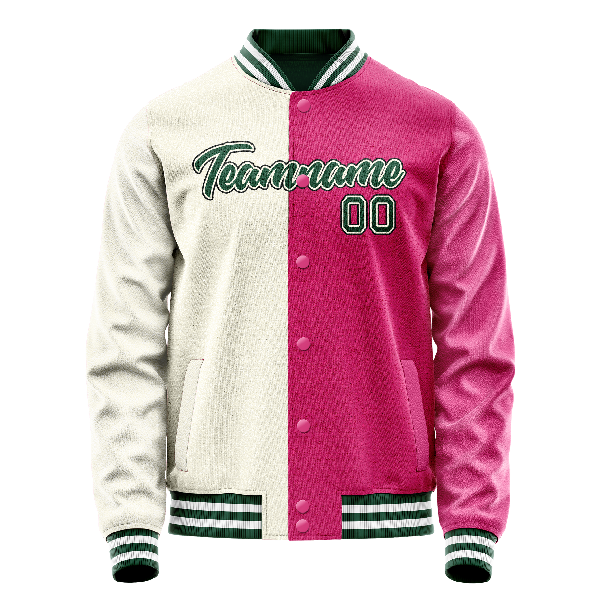 Custom Pink Cream Split Varsity Letterman Jacket JA02240617SH319