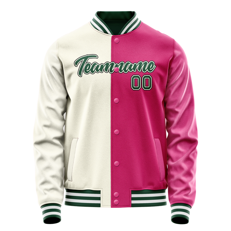 Custom Pink Cream Split Varsity Letterman Jacket JA02240617SH319
