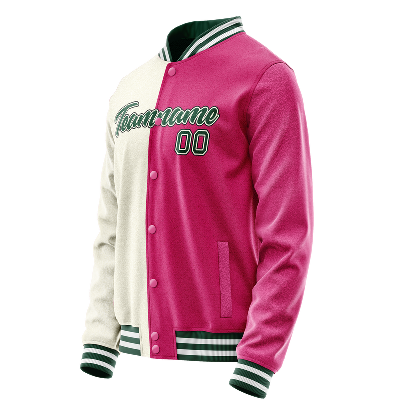 Custom Pink Cream Split Varsity Letterman Jacket JA02240617SH319