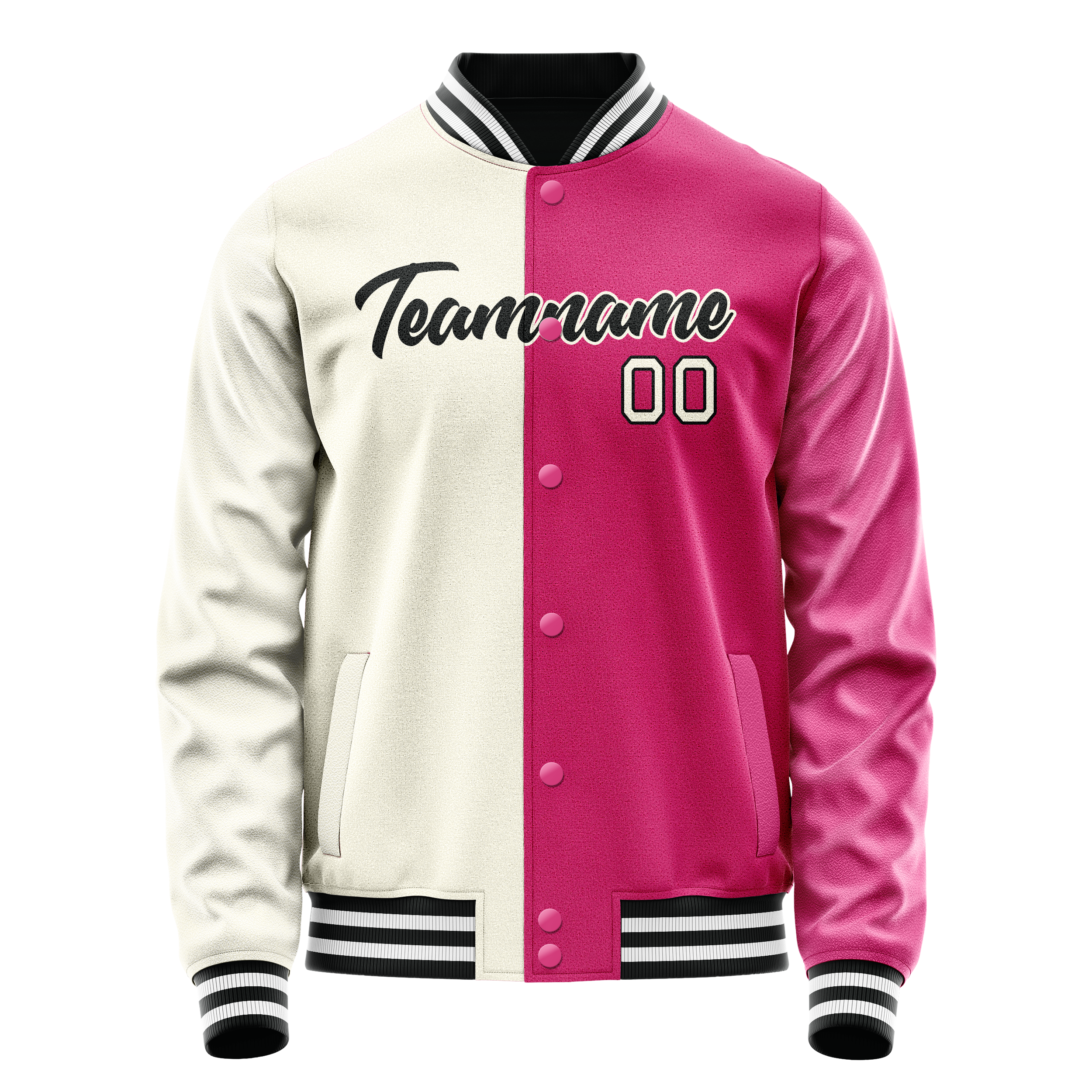 Custom Pink Cream Split Varsity Letterman Jacket JA02240617SH313