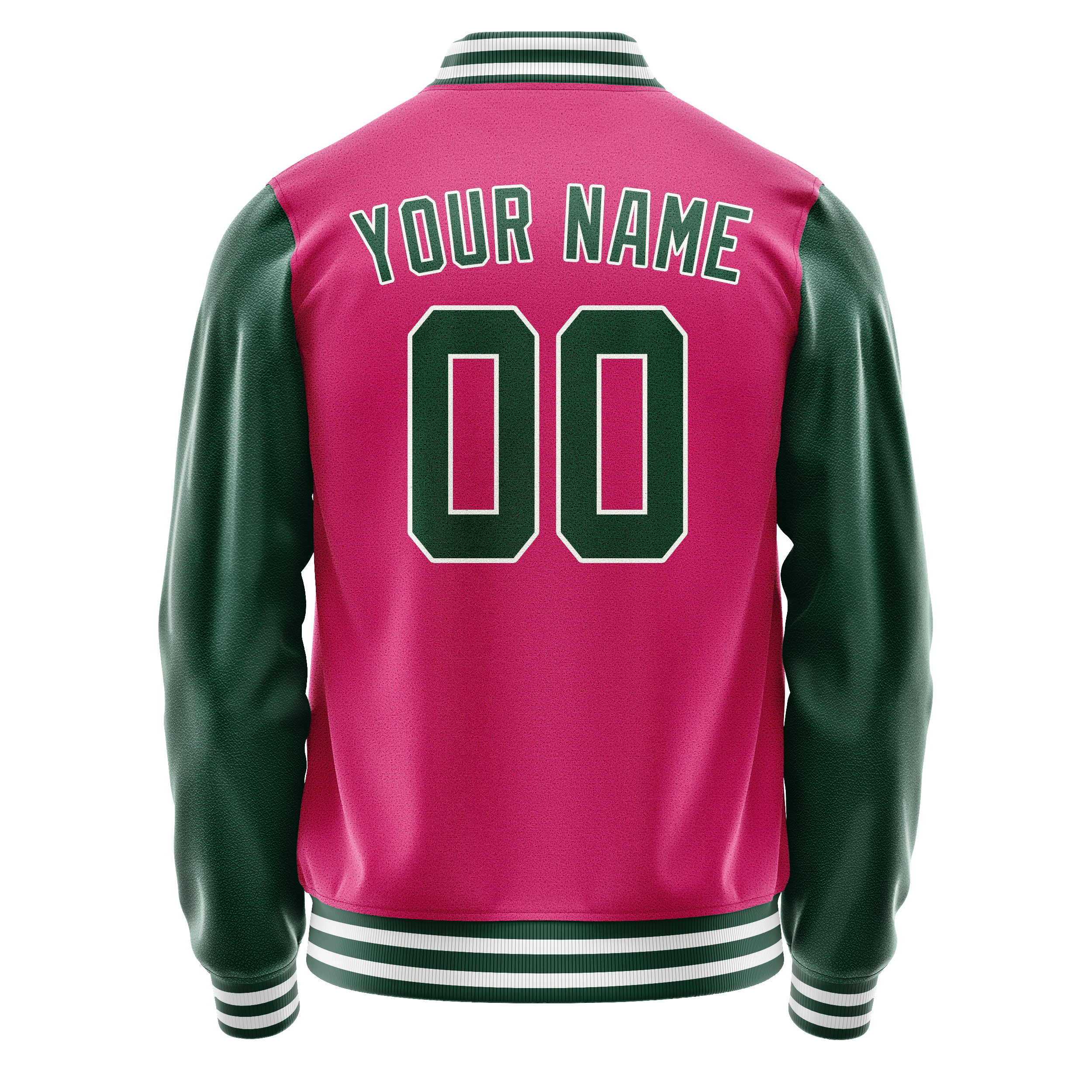 Custom Pink Kelly-Green Solid Color Varsity Letterman Jacket JA02240617SH298