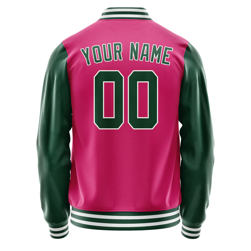 Custom Pink Kelly-Green Solid Color Varsity Letterman Jacket JA02240617SH298