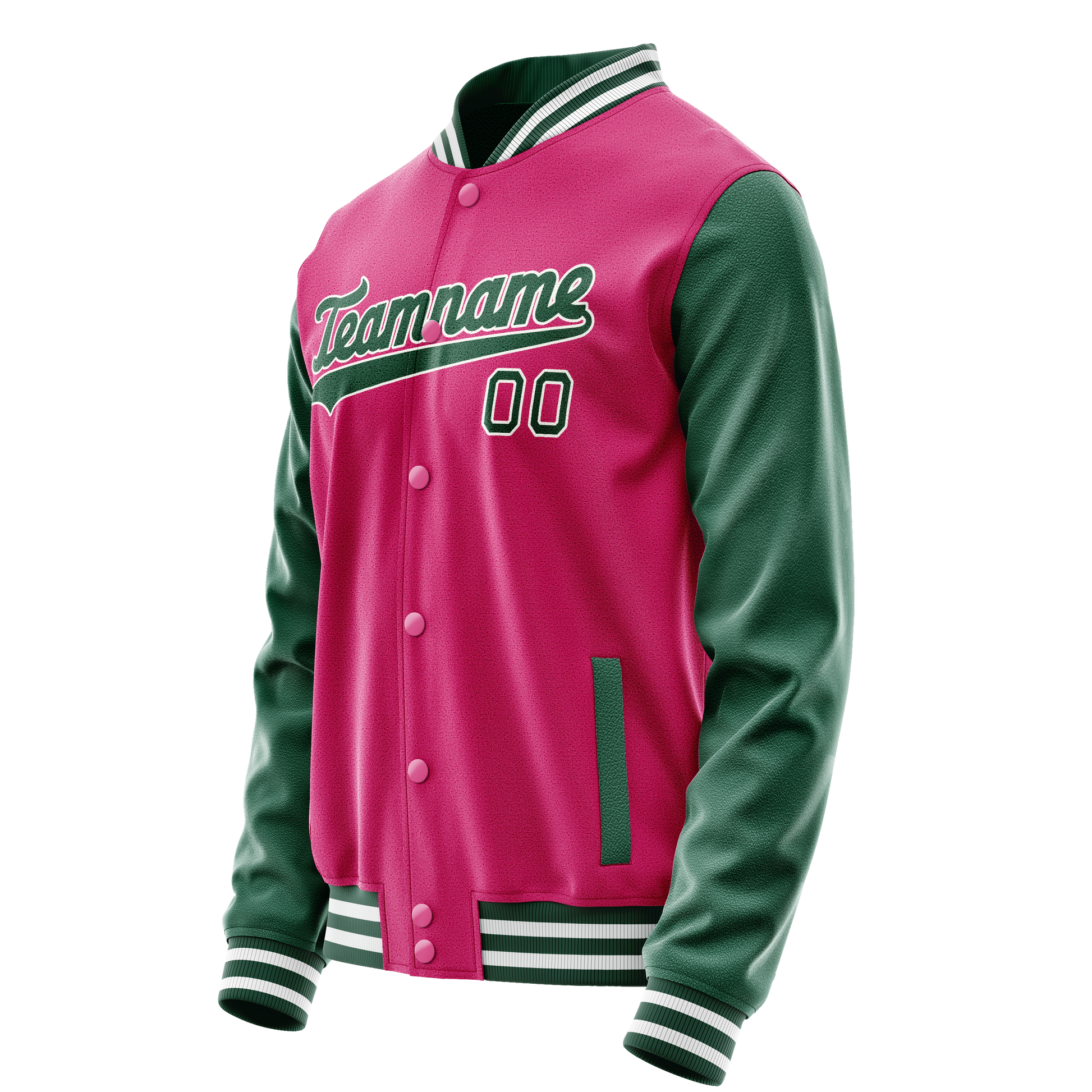 Custom Pink Kelly-Green Solid Color Varsity Letterman Jacket JA02240617SH298