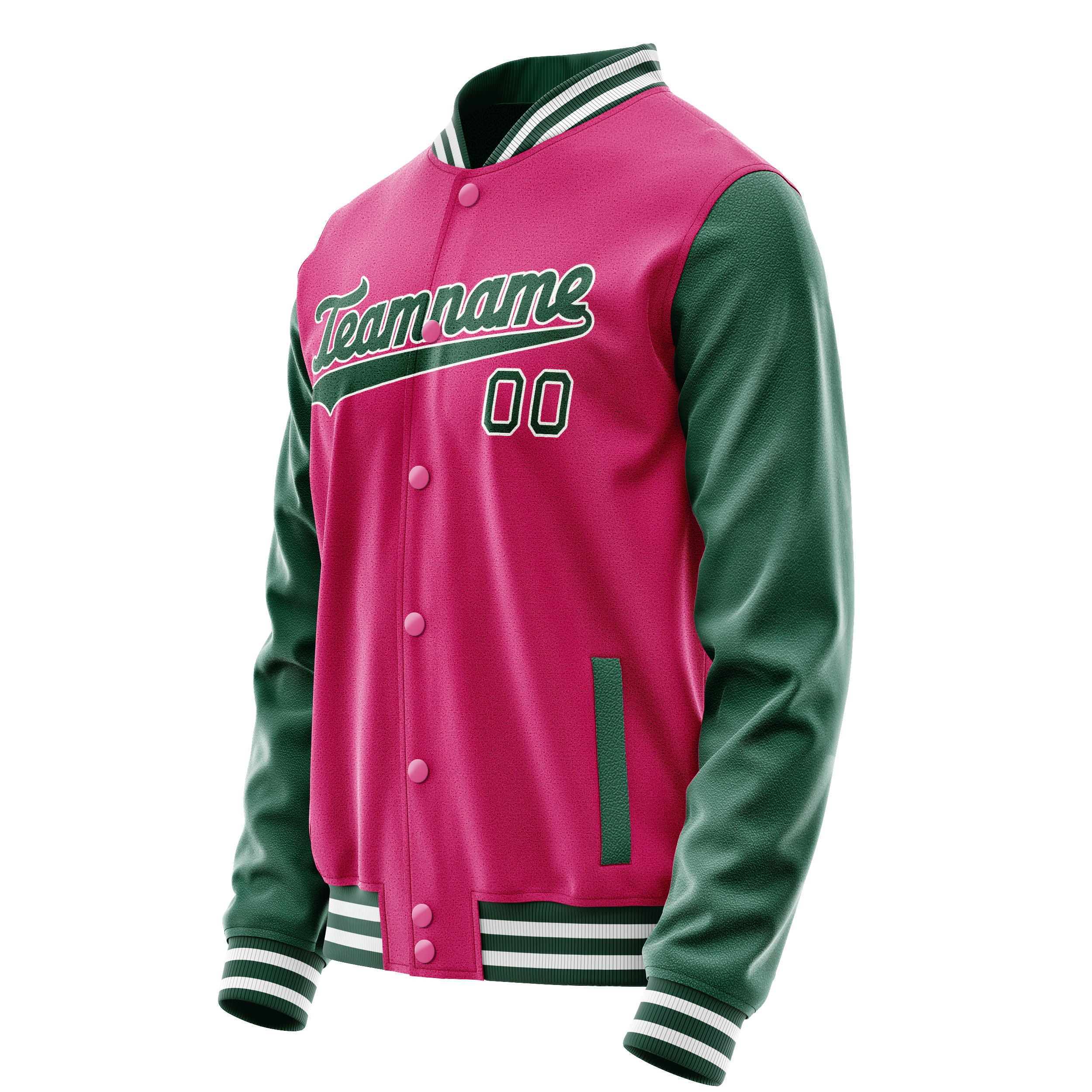 Custom Pink Kelly-Green Solid Color Varsity Letterman Jacket JA02240617SH298