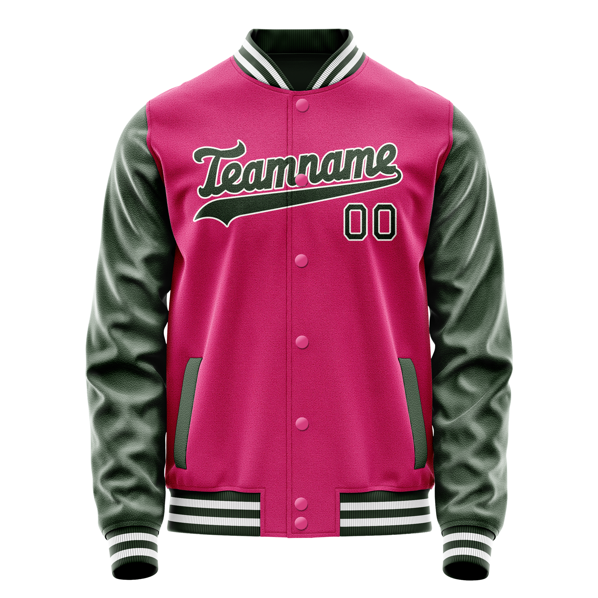 Custom Pink Kelly-Green Solid Color Varsity Letterman Jacket JA02240617SH316