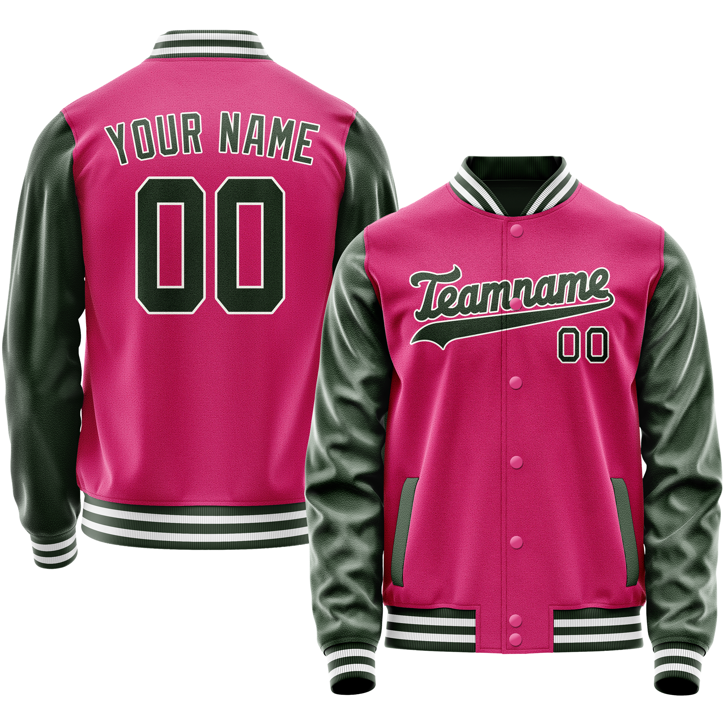 Custom Pink Kelly-Green Solid Color Varsity Letterman Jacket JA02240617SH316