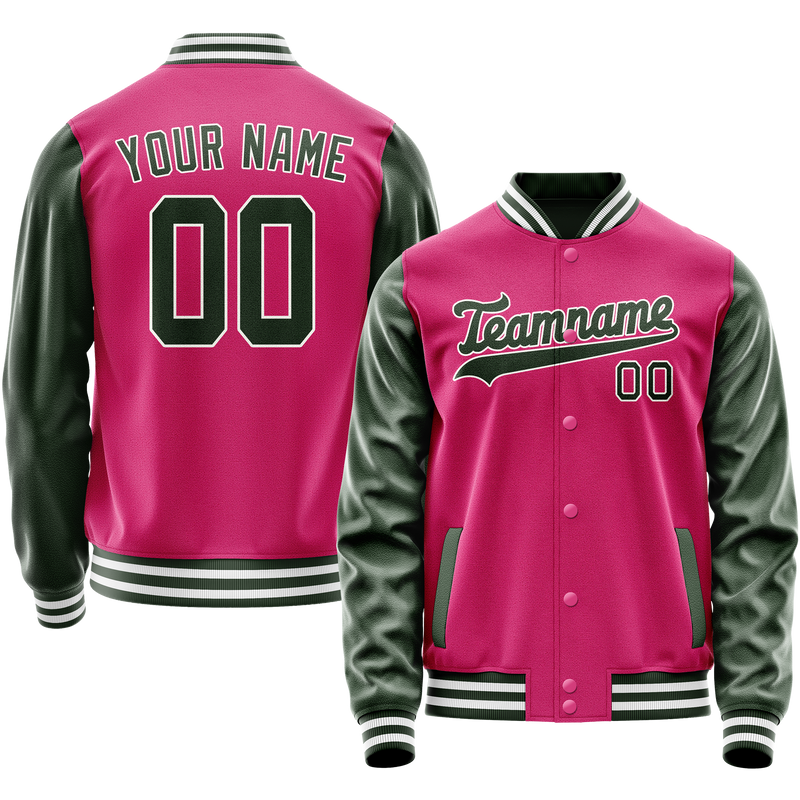 Custom Pink Kelly-Green Solid Color Varsity Letterman Jacket JA02240617SH316