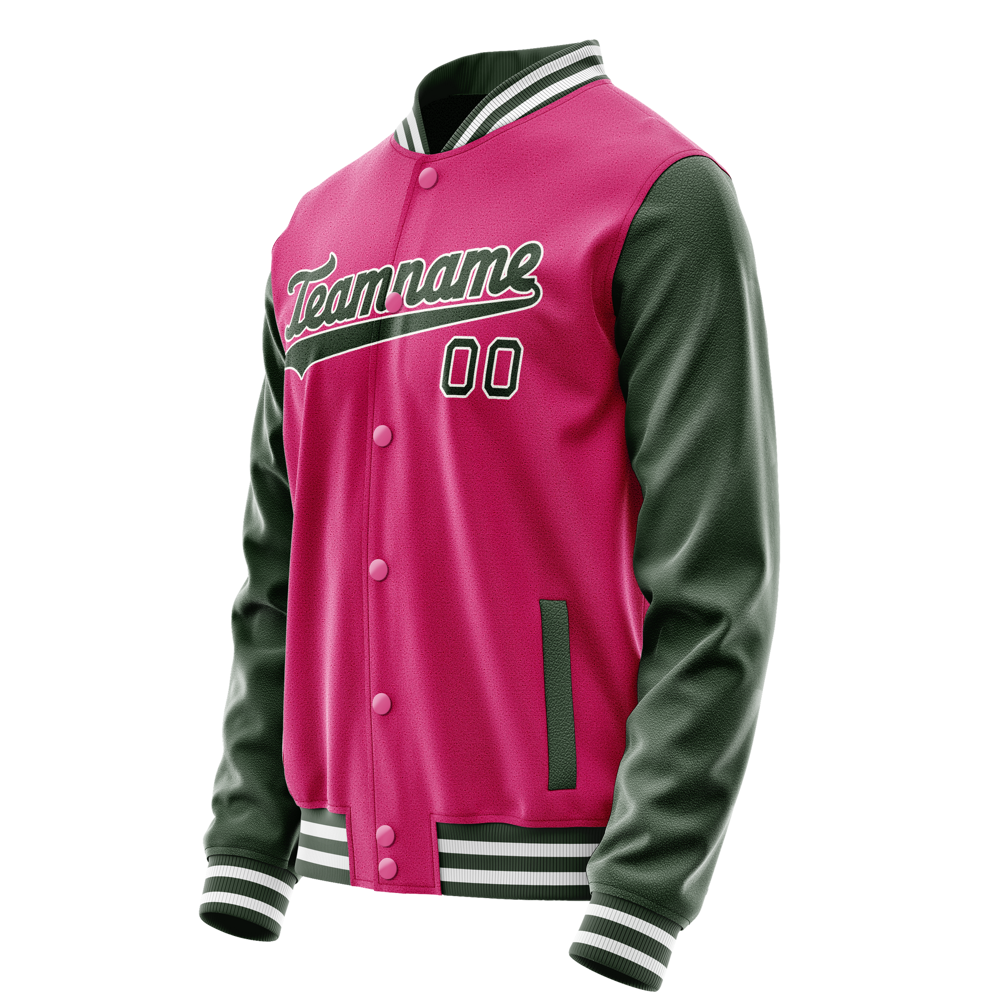 Custom Pink Kelly-Green Solid Color Varsity Letterman Jacket JA02240617SH316