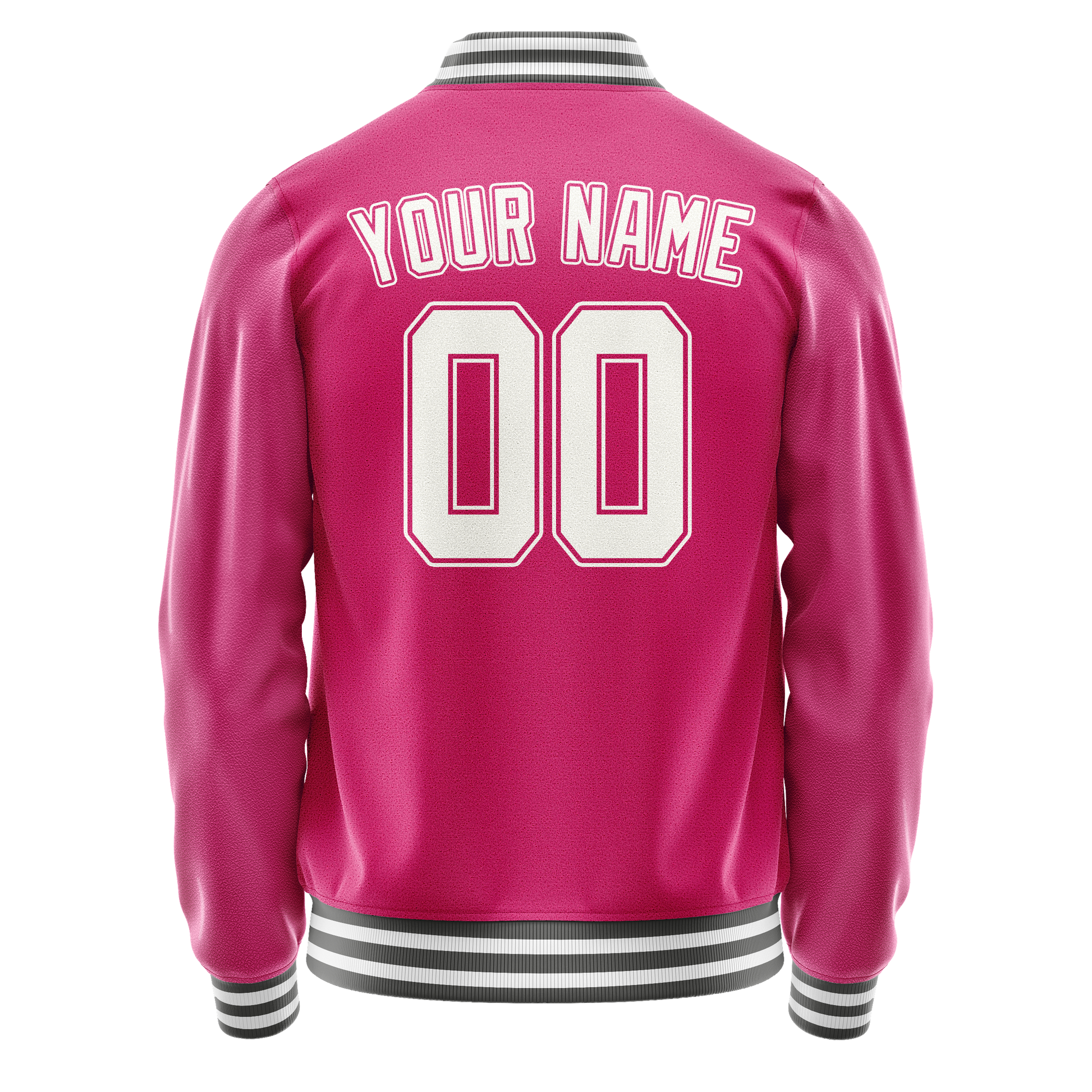 Custom Pink White Solid Color Varsity Letterman Jacket JA02240617SH324
