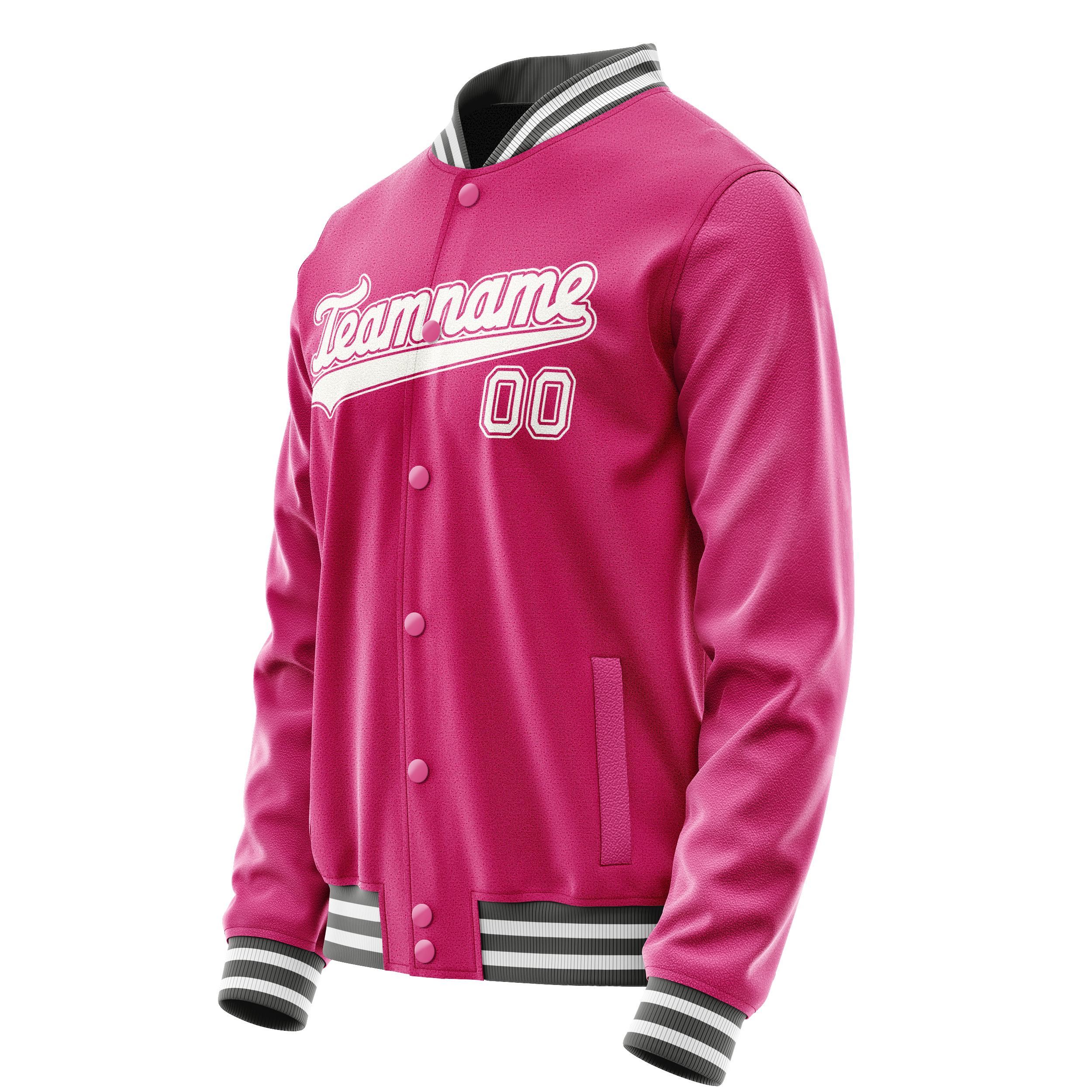 Custom Pink White Solid Color Varsity Letterman Jacket JA02240617SH324