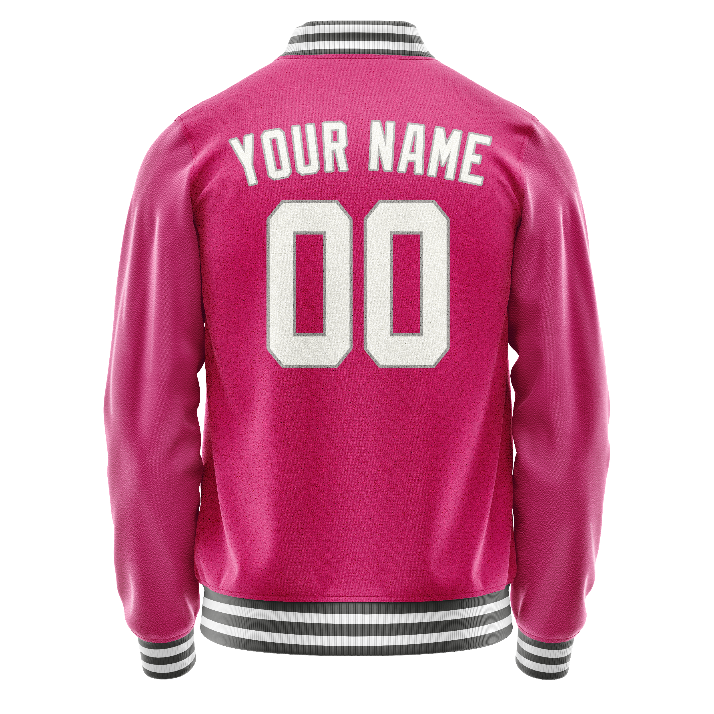 Custom Pink Gray Solid Color Varsity Letterman Jacket JA02240617SH317
