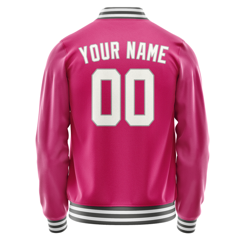 Custom Pink Gray Solid Color Varsity Letterman Jacket JA02240617SH317
