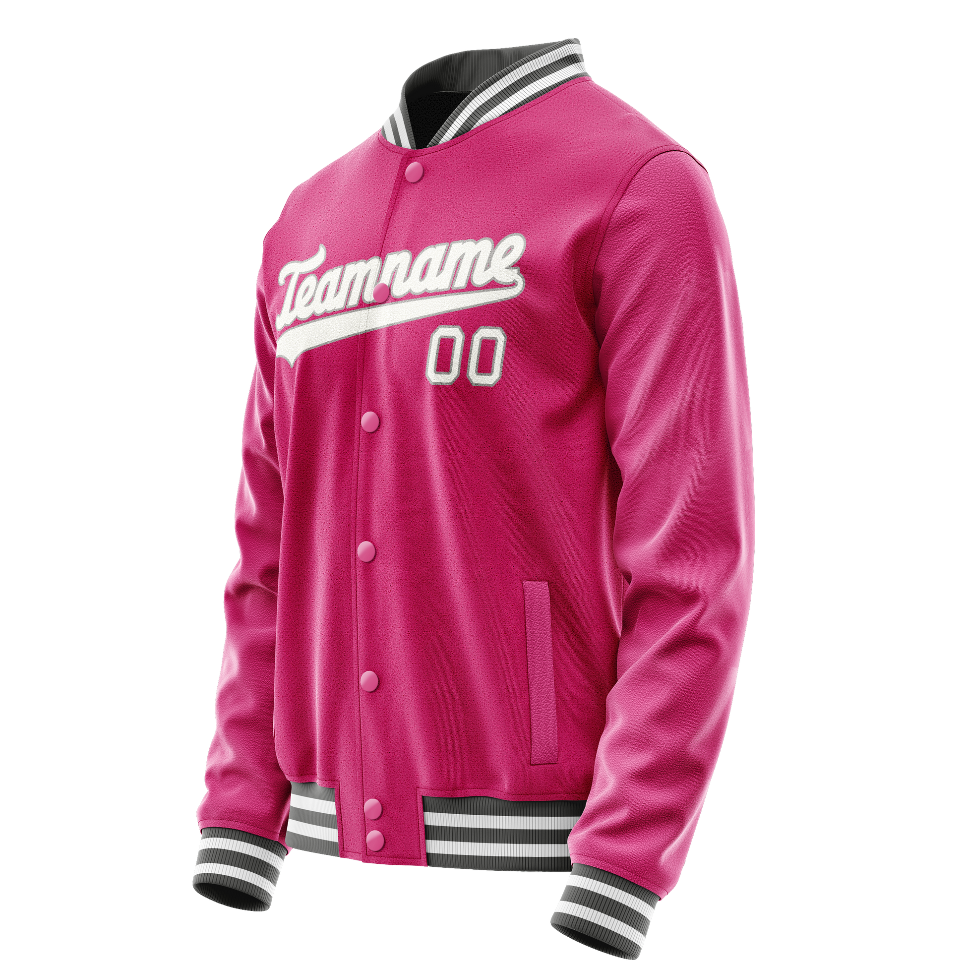 Custom Pink Gray Solid Color Varsity Letterman Jacket JA02240617SH317