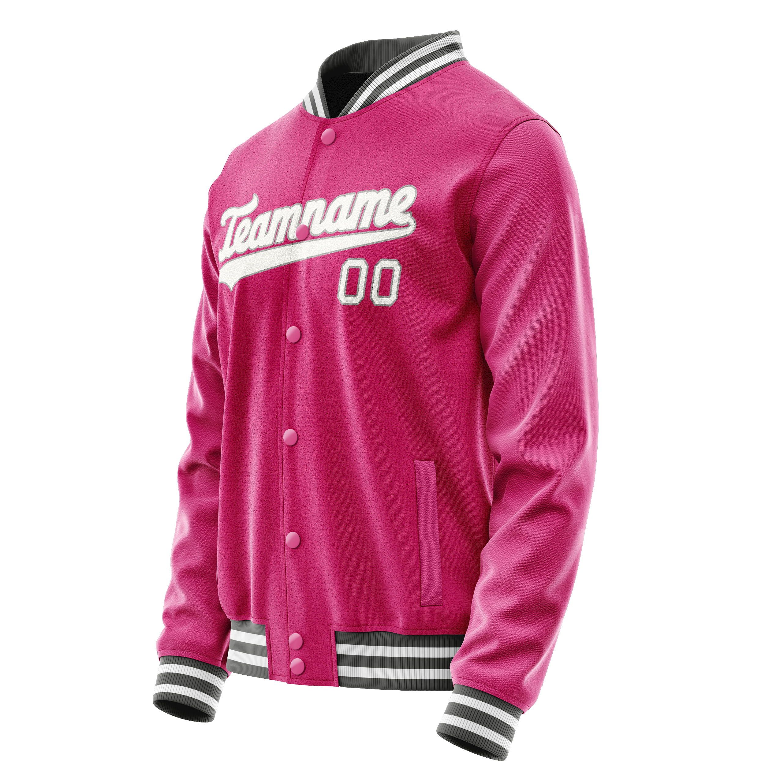 Custom Pink Gray Solid Color Varsity Letterman Jacket JA02240617SH317