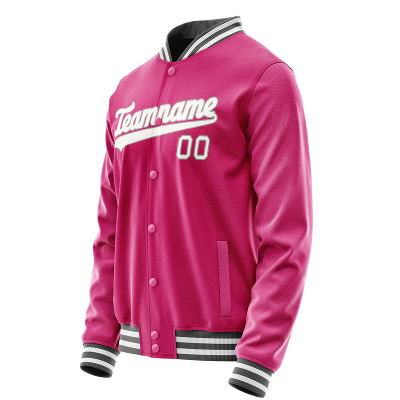 Custom Pink Gray Solid Color Varsity Letterman Jacket JA02240617SH317